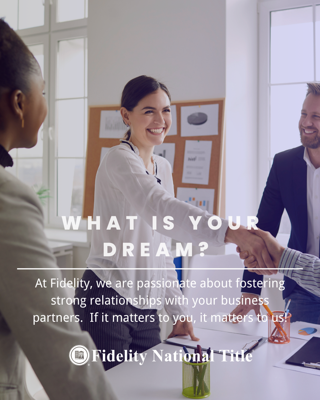#RelationshipsMatter #DreamBigWithFidelity
At Fidelity, we are passionate about fostering strong relationships with your business partners. If it matters to you, it matters to us!
.
.
.
#TrustworthyTitle #Homeownership #SecureTransactions #ClosingThe