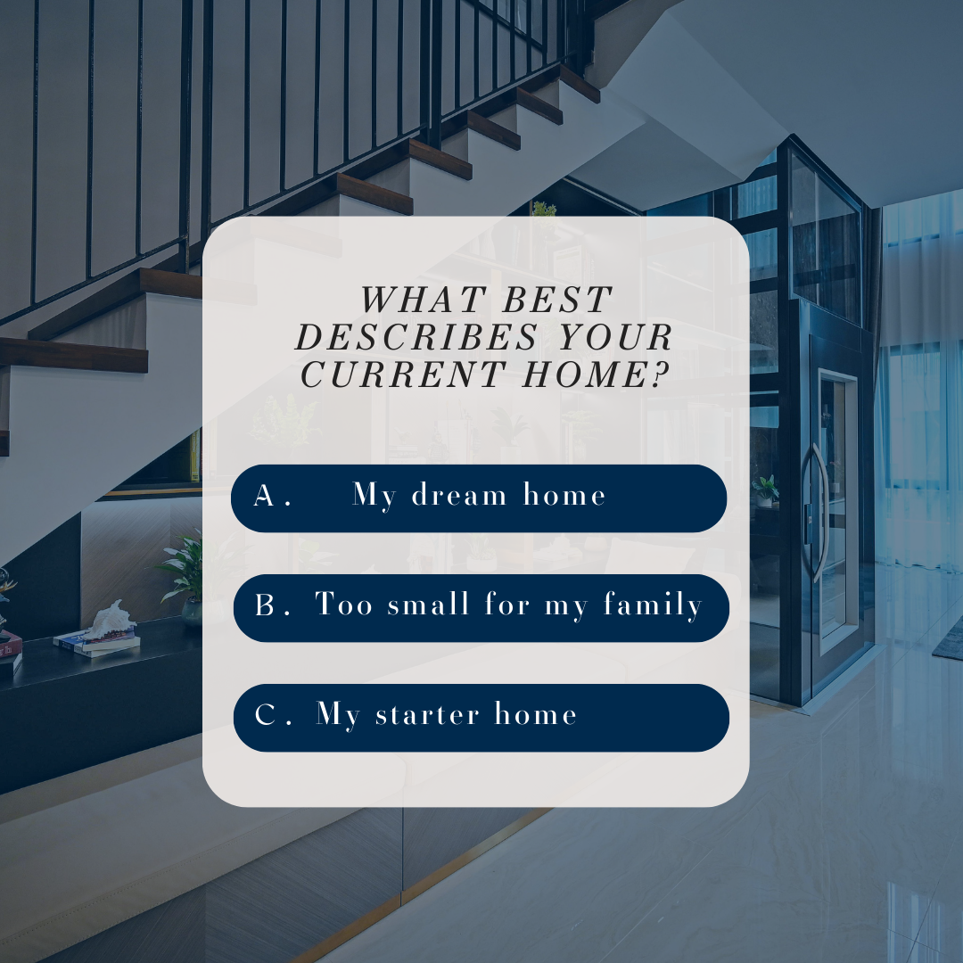 A modern home interior with a staircase and a glass elevator, featuring wooden stairs, black metal railings, and large windows with curtains.