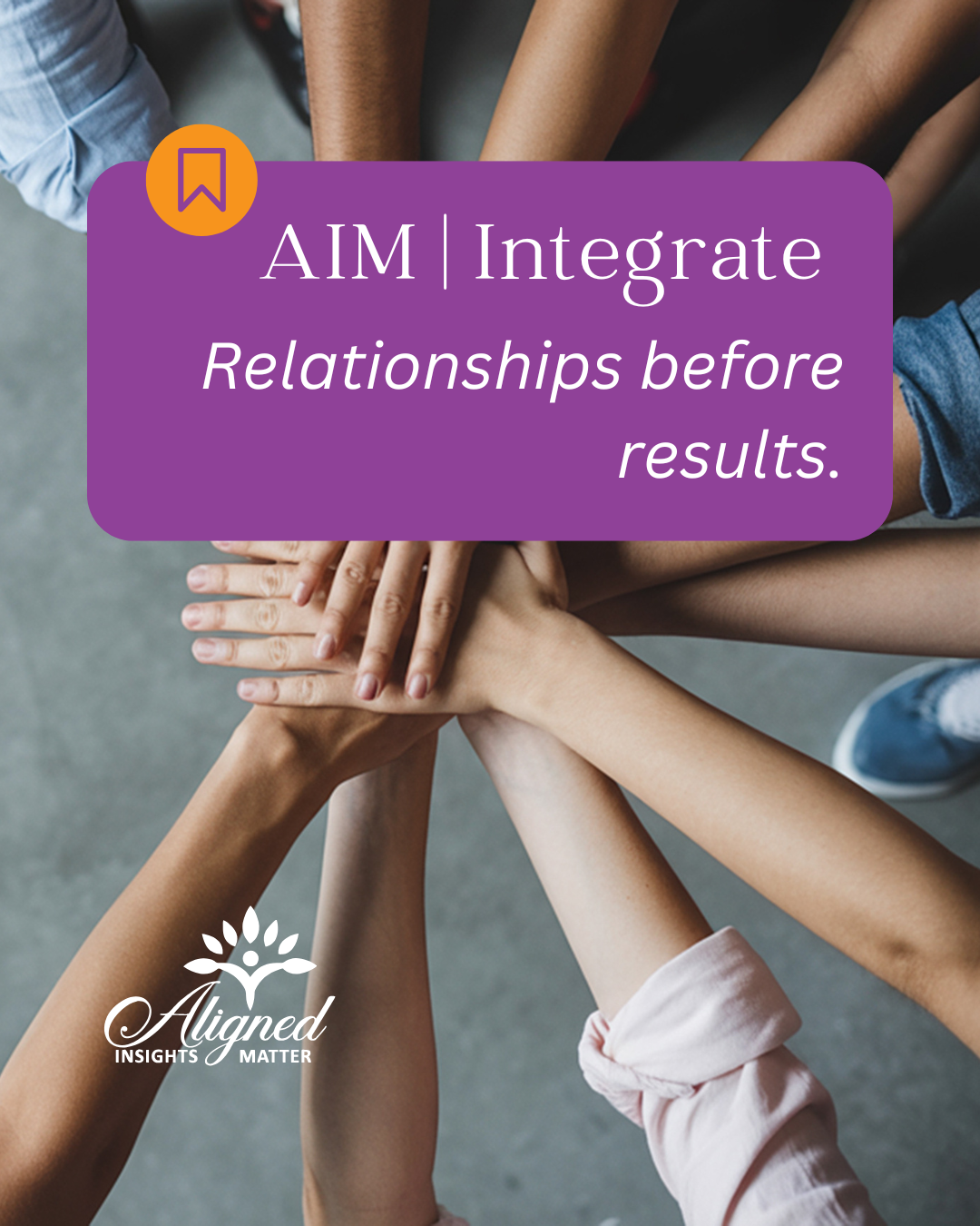 What does AIM mean?

At Aligned Insights Matter, we believe lasting results start with strong relationships. Our approach helps organizations move from shared goals to stronger partnerships through three key steps:

✨ ALIGN — Get stakeholders aligned