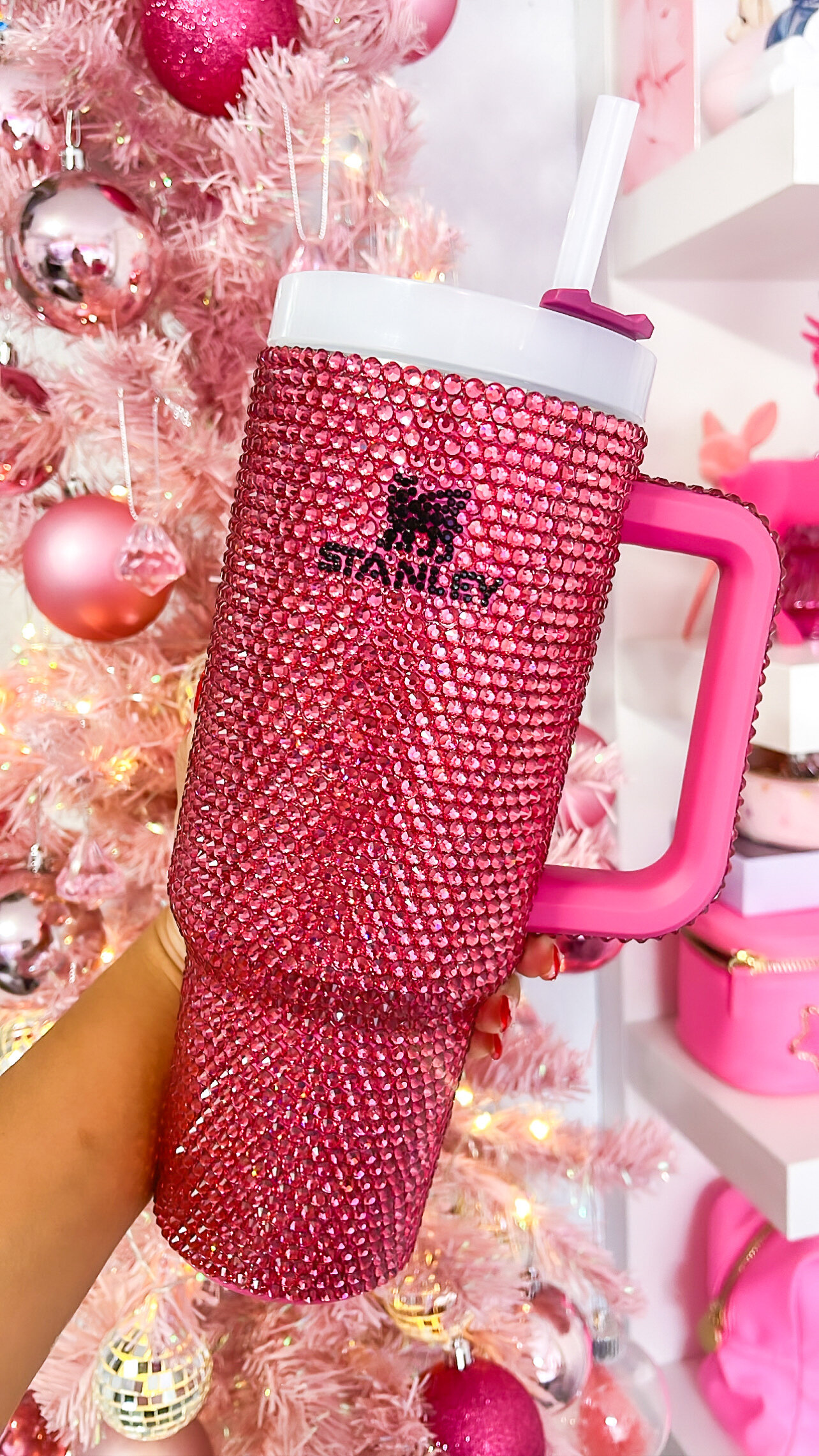Pink, White, and Silver Milkyway Stanley Tumbler MADE TO ORDER 