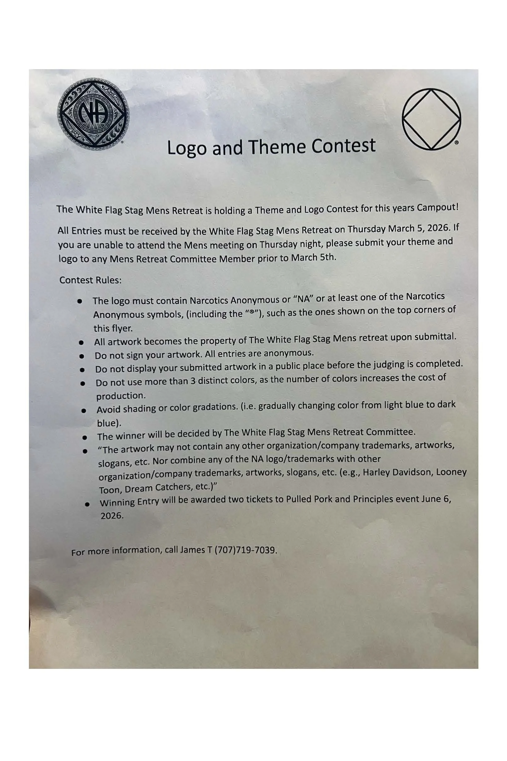 THEME/LOGO CONTEST: White Flag Stag Mens Retreat