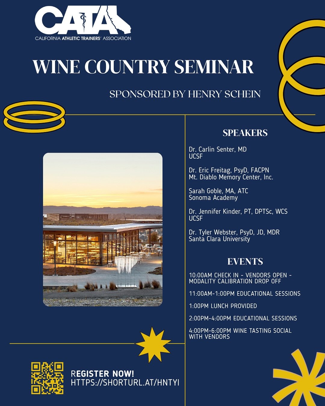🍷 CATA Region 2 Wine Country Seminar
📅 Saturday, July 26th | 📍Sonoma Academy, Santa Rosa, CA
Join us for a full day of education, networking, and wine!
👩‍⚕️ Earn up to 4 CEUs
🍽️ Lunch provided
⚙️ Modality calibration available (additional c