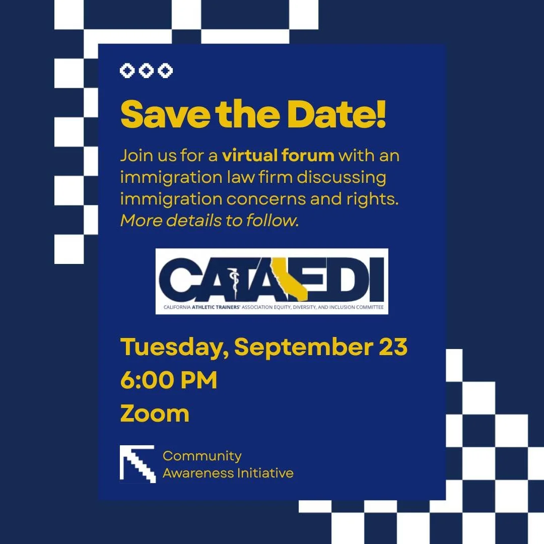 📢 Save the Date!
As part of the CATA EDI Committee's Speaker Series, we’re hosting an Immigration Forum + Know Your Rights Q&A (virtual event) to share resources, answer your questions, and support our community.
🗓️ Date: Tuesday, Septem