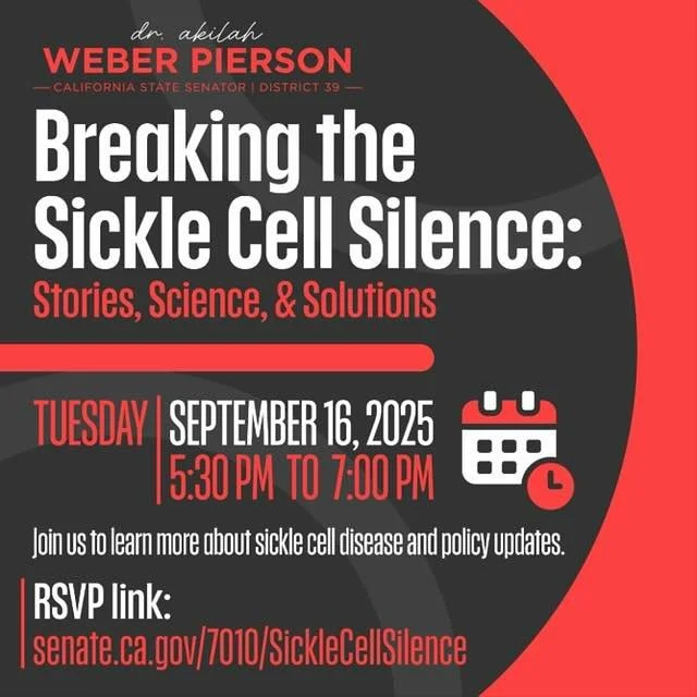 Repost from @senakilahweberpierson
•
Silence has never saved lives.
On Sept 16, I’m bringing our community together to shine a light on sickle cell disease — and the solutions we need.
📅 Tuesday, September 16, 2025
🕠 5:30 PM &ndas