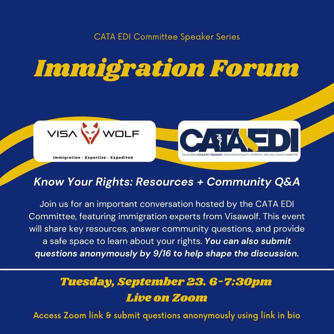 📢 CATA EDI Speaker Series continues!
We invite you to join us for an Immigration Forum + Know Your Rights Q&A, presented in collaboration with @visawolfpc
This virtual session will provide important information on immigration rights, share tru