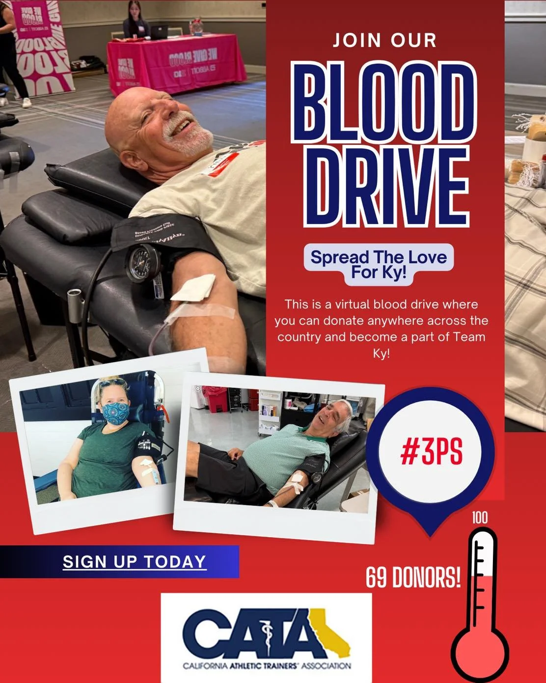 ❤️ We’re at 69 donors and counting for Team Ky — and our goal is 100!
This blood drive honors Ky Kugler, our CATA President, mentor, and friend, as he continues his fight with lymphoma.
The best part? You can donate anywhere across the