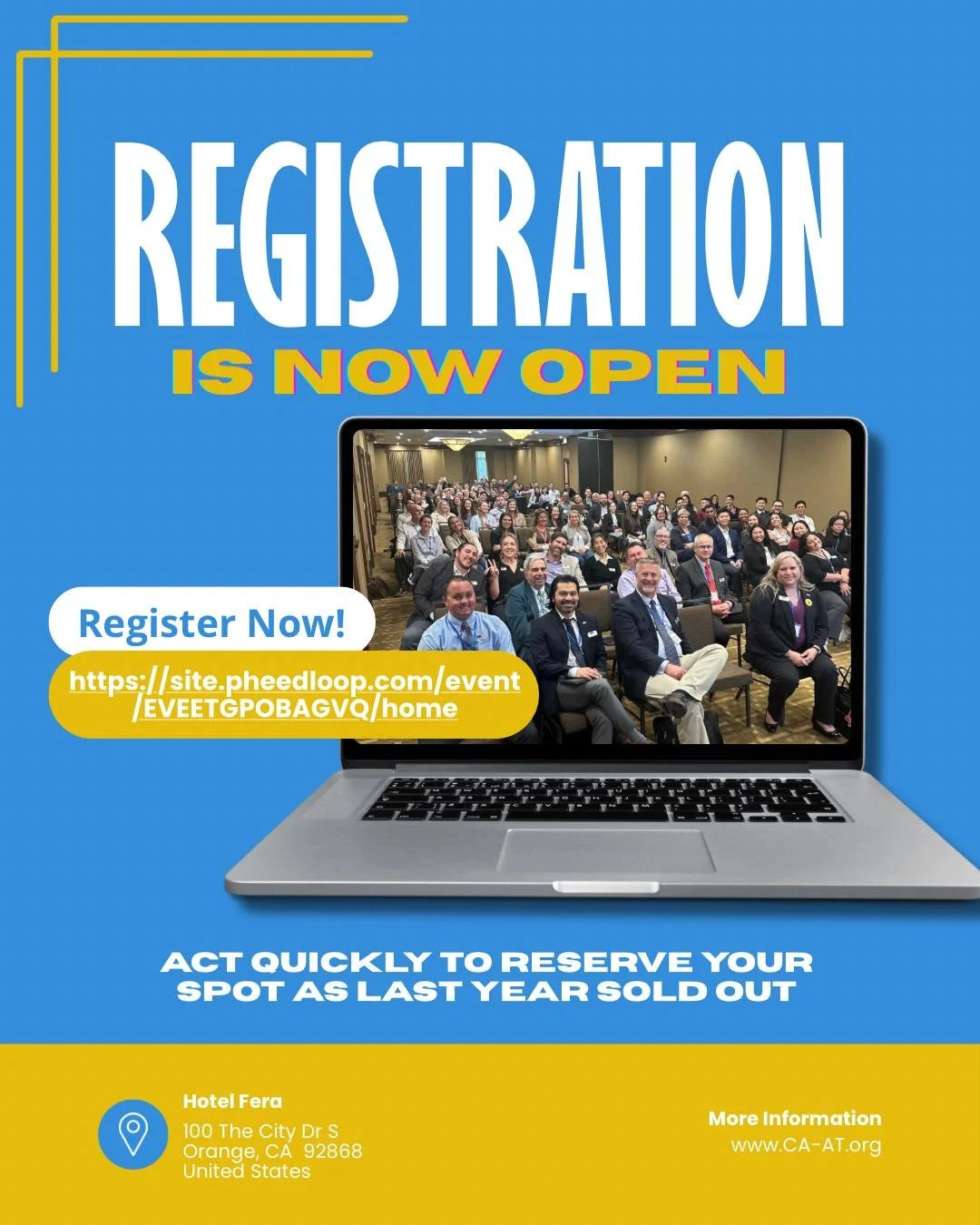 The California Athletic Trainers' Association will be pleased to have you join us on March 7th &amp; 8th at the Hotel Fera in Anaheim for our 16th Annual Clinical Symposium.

We are excited to provide educational, hands-on, and exciting new content a