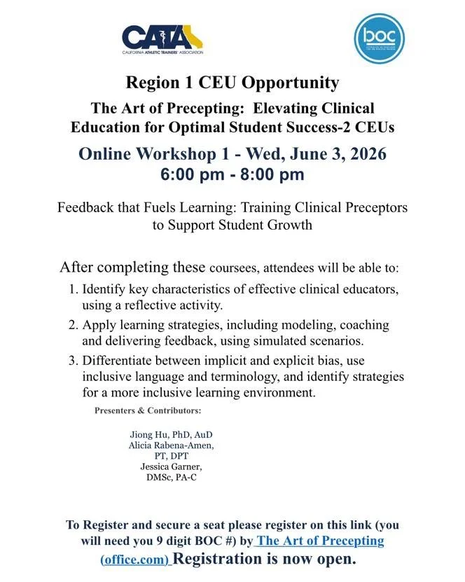 CEU OPPORTUNITY 

During this interactive online presentation, clinical educators will receive training in research-based strategies for identifying where communication breaks down when providing feedback. Participants will have opportunities to gath