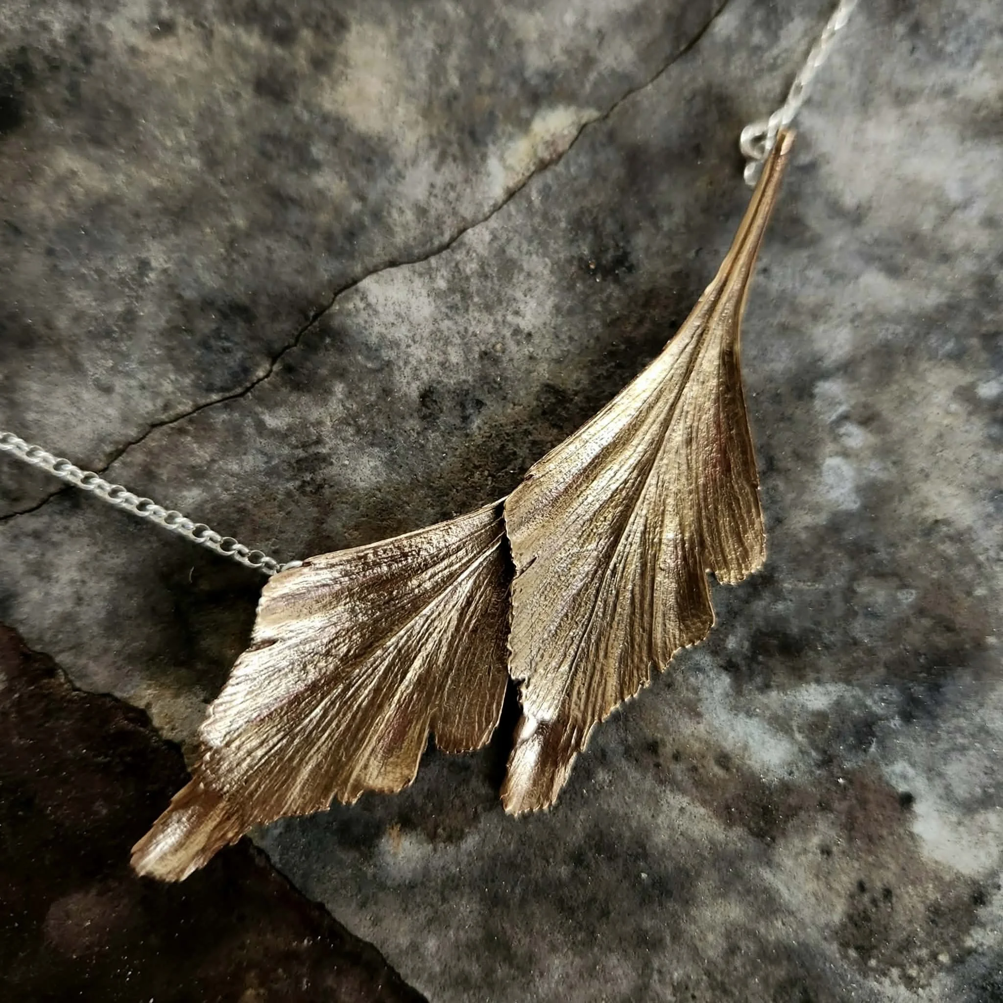 Celery top pine layered leaf necklace