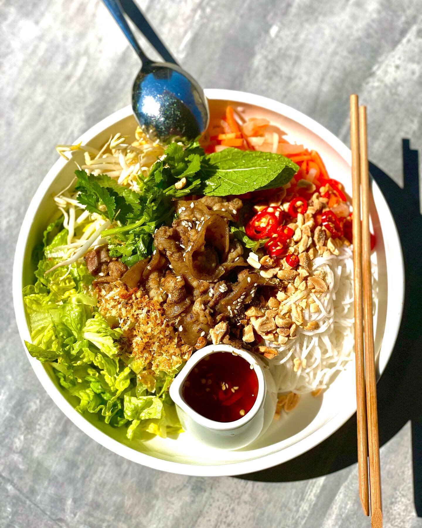 BUN THIT NUONG

Shaking pork noodle bowl. Available for lunch this week - dine in only.

Bookings available at https://www.missvans.com.au/reservations

We always hold tables for casual walk ins.

#missvans #goodfood #wearecbr #visitcanberra