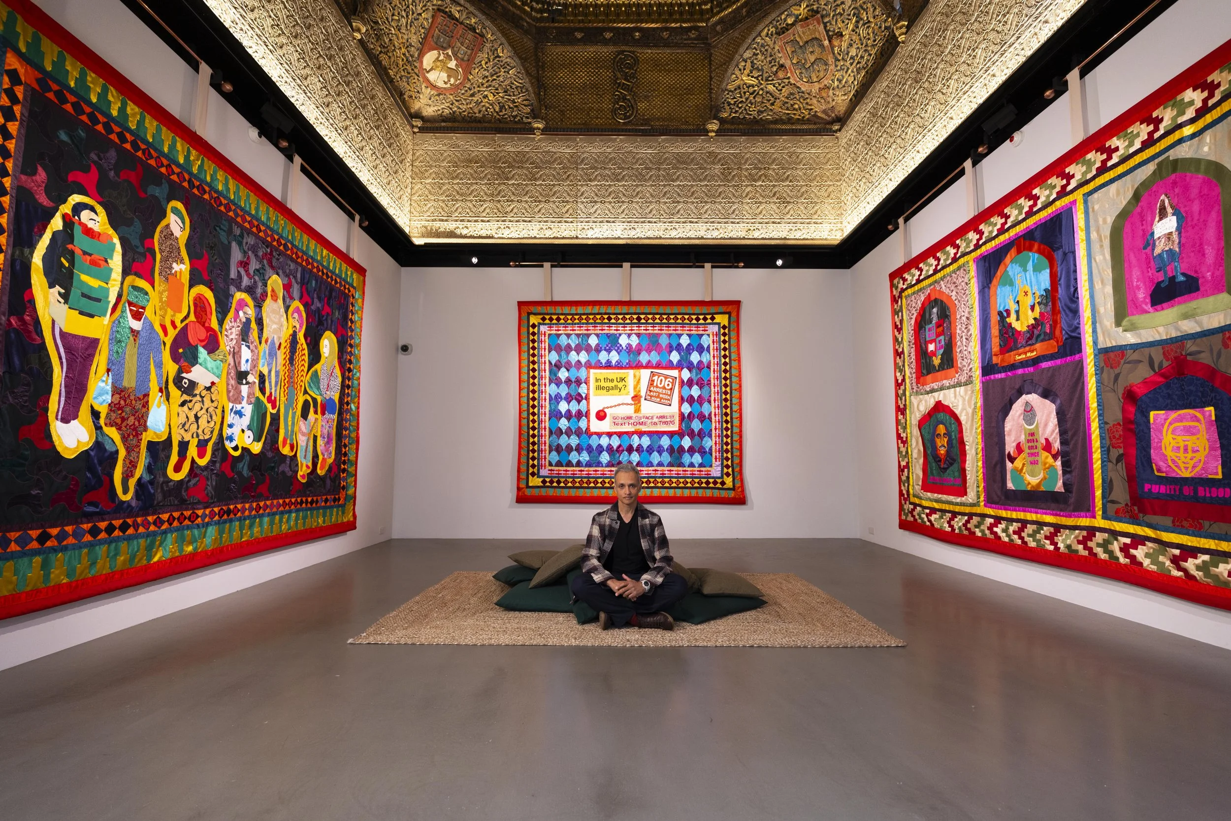 Shahed Saleem with ‘I Was Born Here’, V&A East New Work commission on display at V&A East Storehouse © David Parry for the V&A  (1).jpg