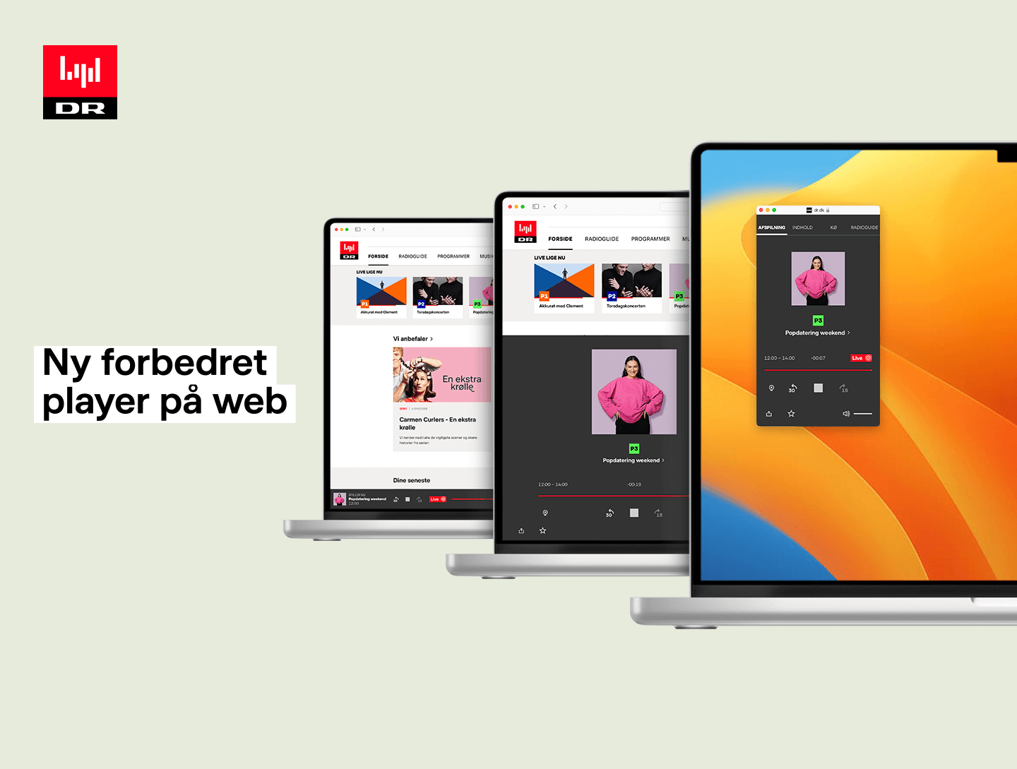 Nyt design af afspiller på web med flere funktioner