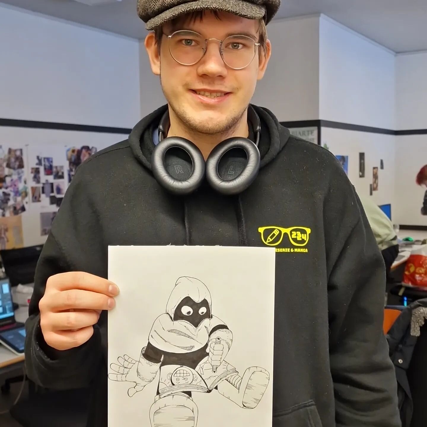 Tage er skikkelig godt i gang med tegneserien! I mellomtiden har han jobba med son nye &quot;MEET THE ARTIST&quot;!
For den har han lagd denne kjempefine tegningen; sterk kontrast til hans gamle (Som var en draug!🤣) Han har utvikla seg skikkelig mye