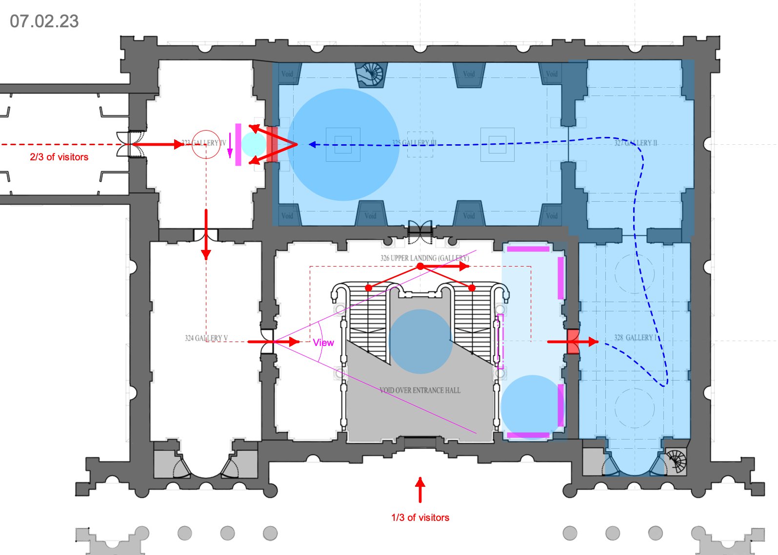 Sight lines and circulation for the preferred option