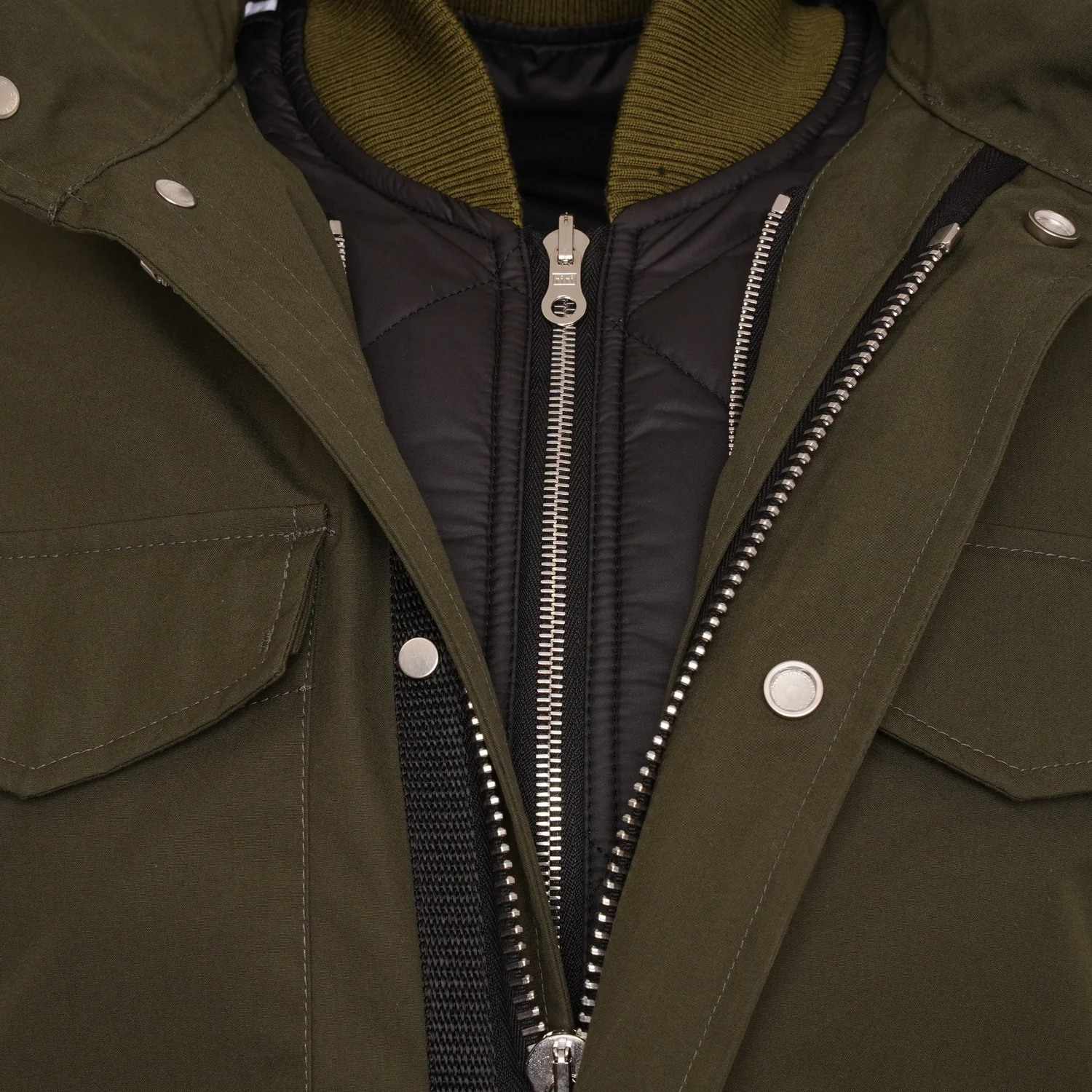 Olive À-C M-65 Cropped Ventile 3 in 1 Field Jacket — A Couvert