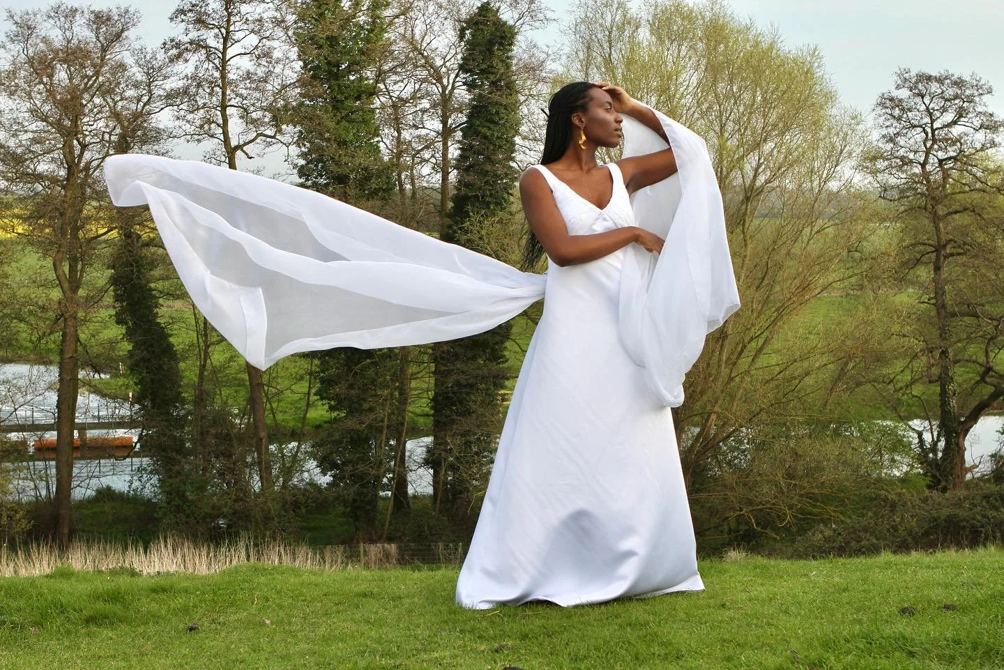 Not quite &lsquo;summer weather&rsquo; this July day. However a windy day can give some great shots 😉. Papillon Gown. 

#wedding #bride24 #bride25 #bridalgown #dressedinwhite #madeinengland #madetoorder #bridalparty #weddingbliss #loveconquersall #b