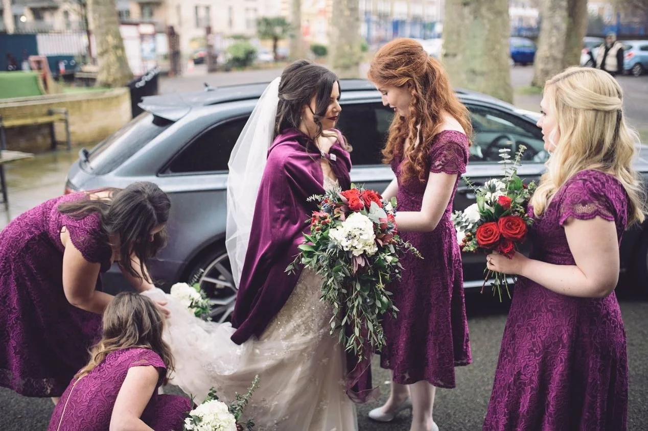 Bride Freya in her bespoke velvet cape to keep warm for her February wedding. 

#wedding #bridalcoat #bride24 #bride25 #bridalgown #dressedinwhite #cape #madeinengland #madetoorder #bridalparty #weddingbliss #loveconquersall #bridalcollection #coolbr