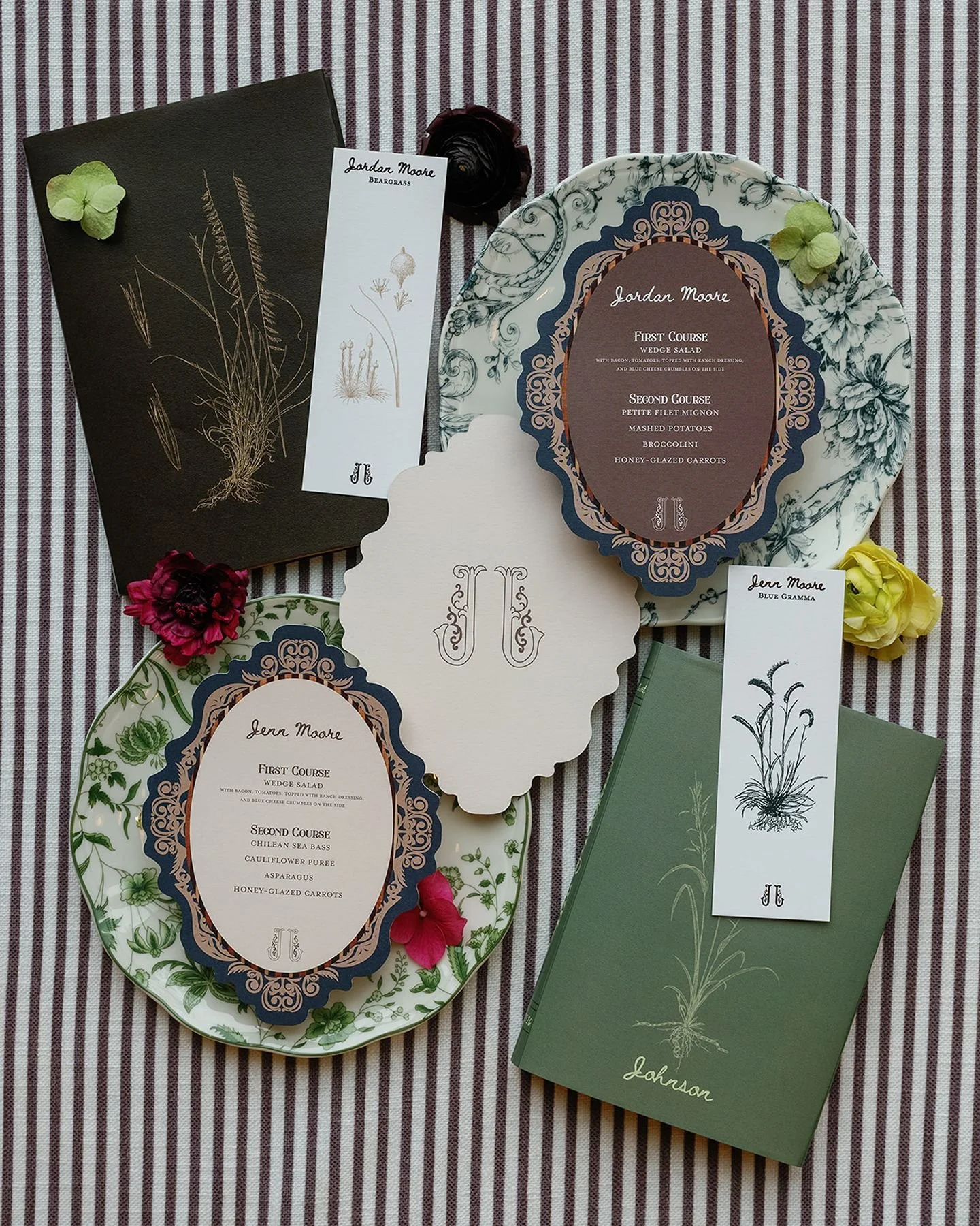 custom wedding details with family heirloom books, bookmarks as escort cards for gen z personalization on wedding day at austin proper hotel