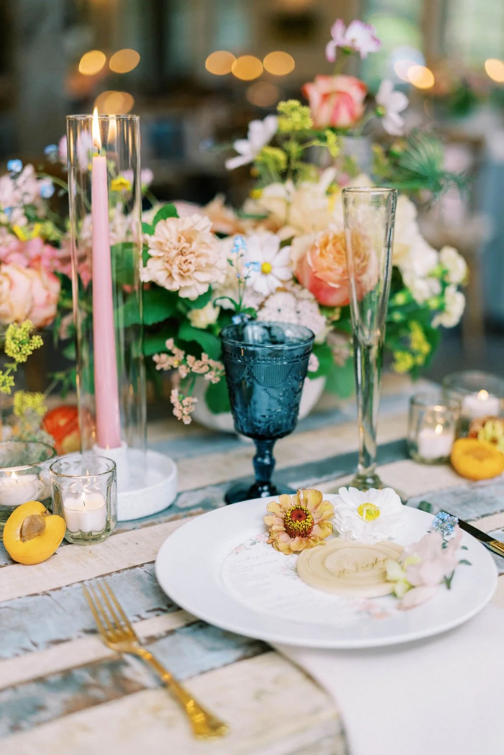 Cottage-core wedding tabletop design by austin tx wedding planners near me