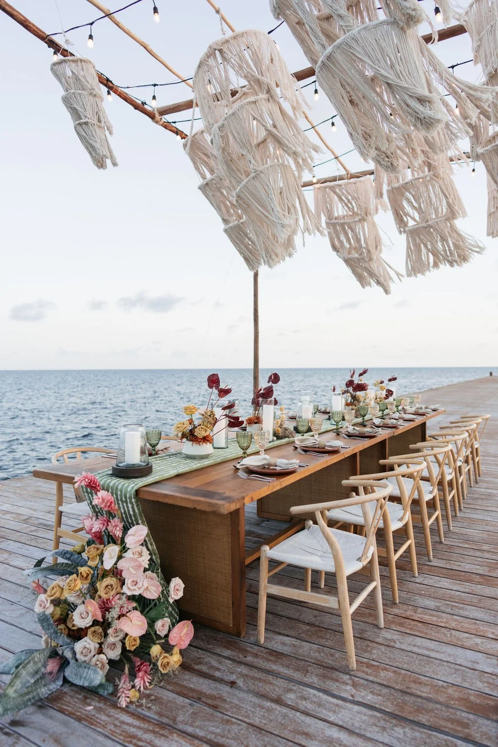 intimate wedding dinner on the water at etereo auberge mexico wedding planners Epoch Events
