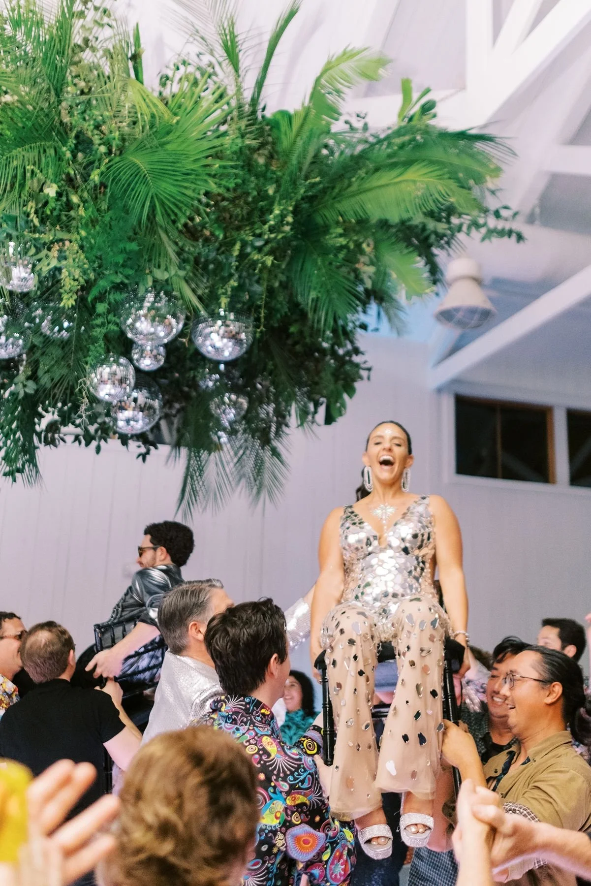 anti-bride gen z playful wedding inspiration - studio 54 wedding reception in austin texas