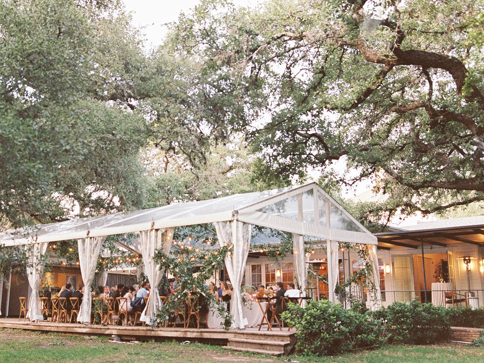 Tented Wedding Dinner under the trees | Texas Wedding Planner Epoch Events