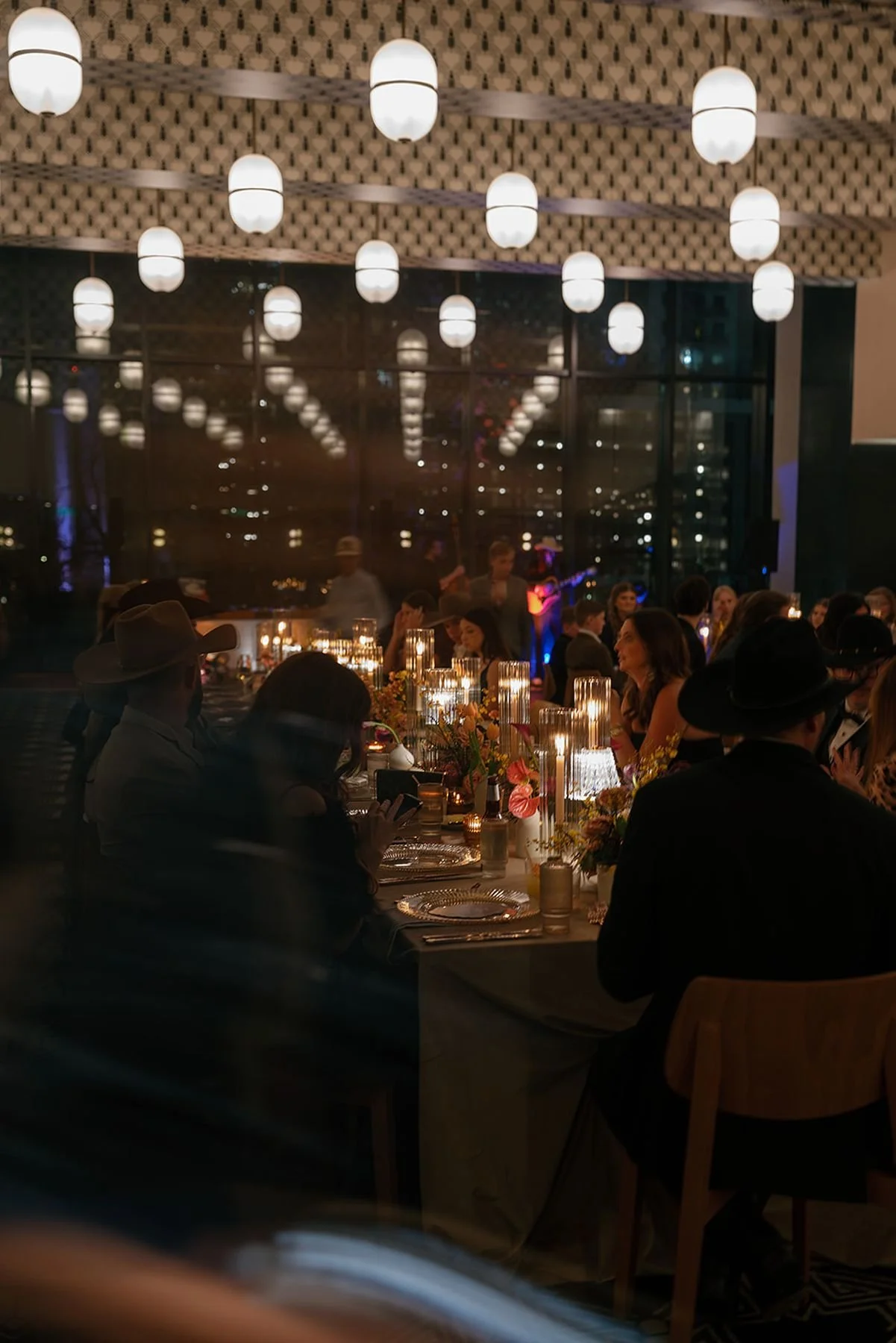 Moody Wedding reception with Bridgerton Blue Austin Wedding Planner Epoch Co