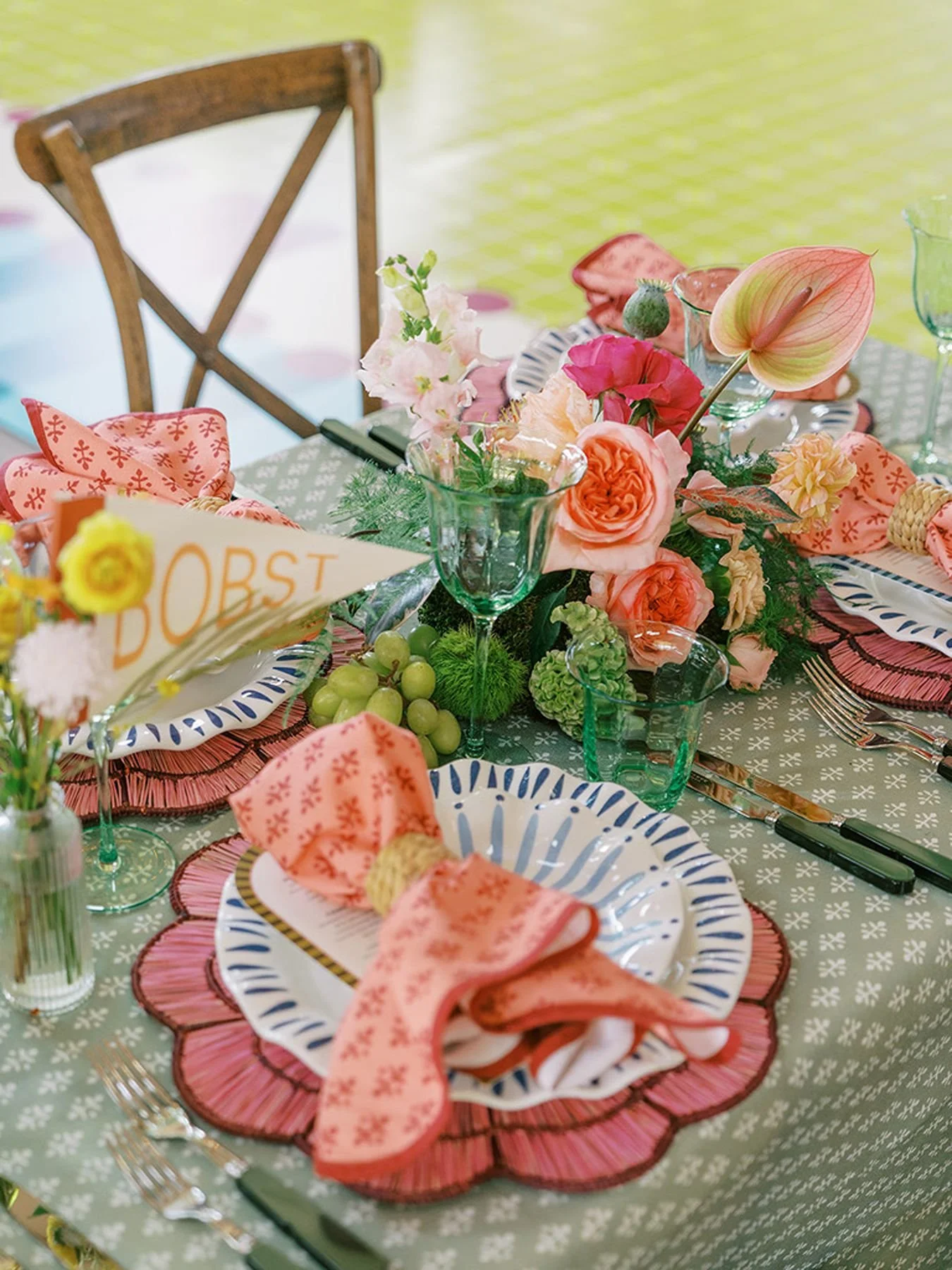 Fun Colorful Tabletop Design at Wedding with Fun Table Name Idea by Unique Wedding Planner Epoch Co
