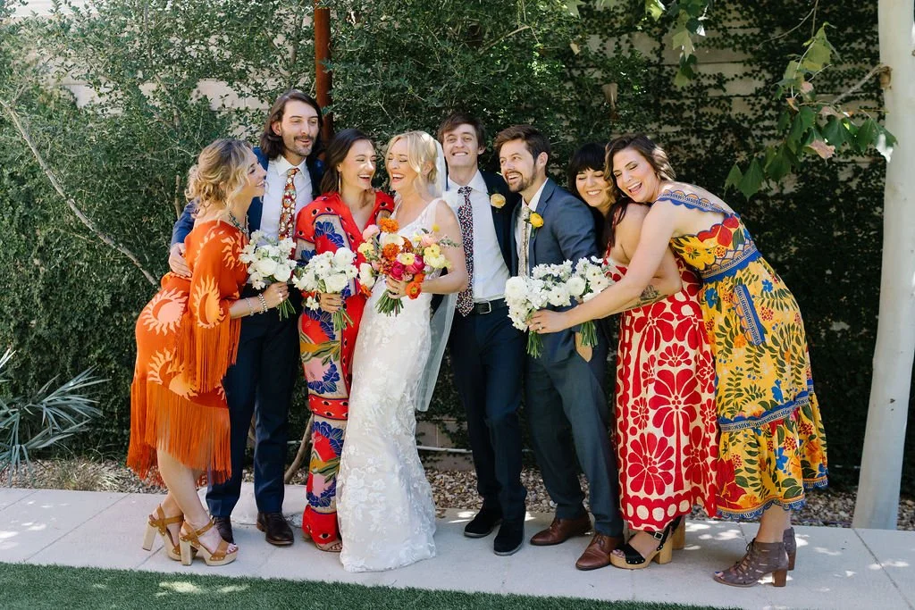 Colorful Mismatched Pattern Bridesmaid Dresses from Anthropologie