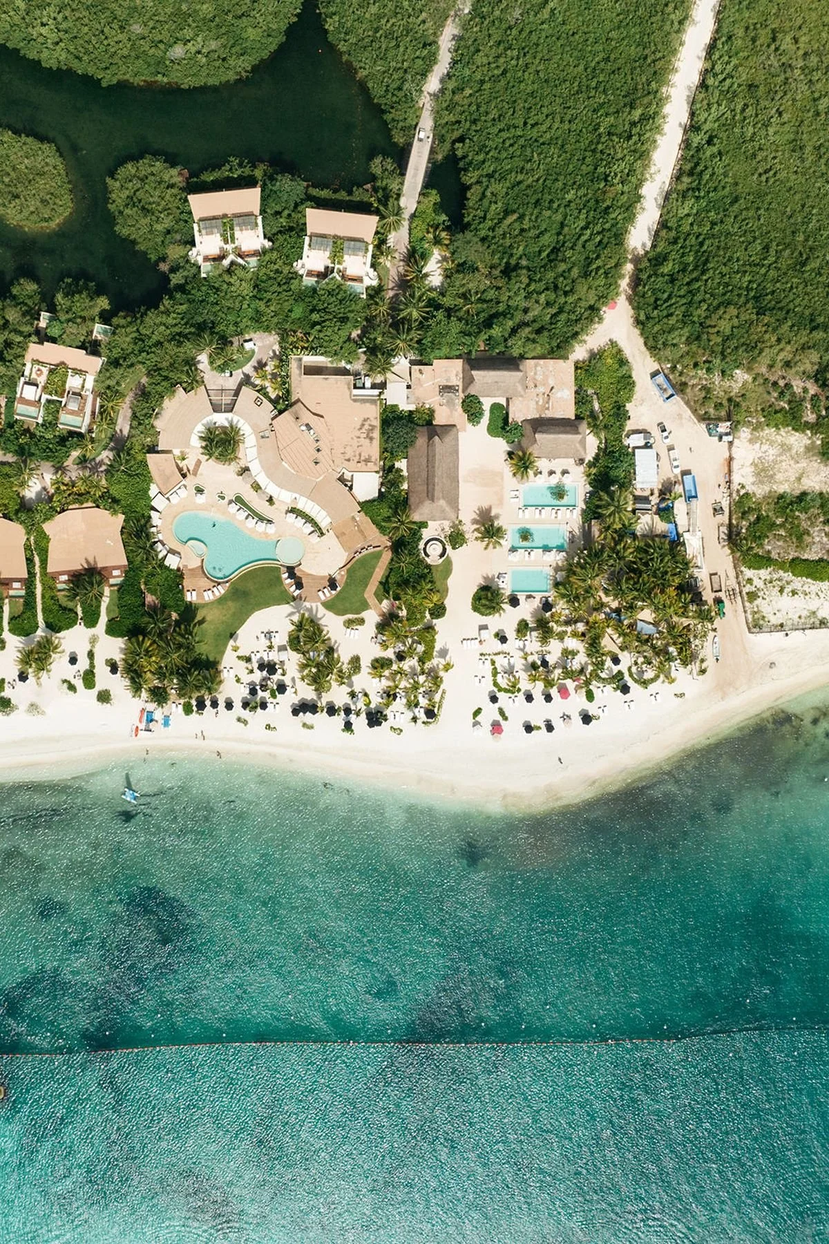 aerial view of destination wedding resort in Mexico, Belmond Maroma, wedding planners and wedding coordinators Epoch Co+
