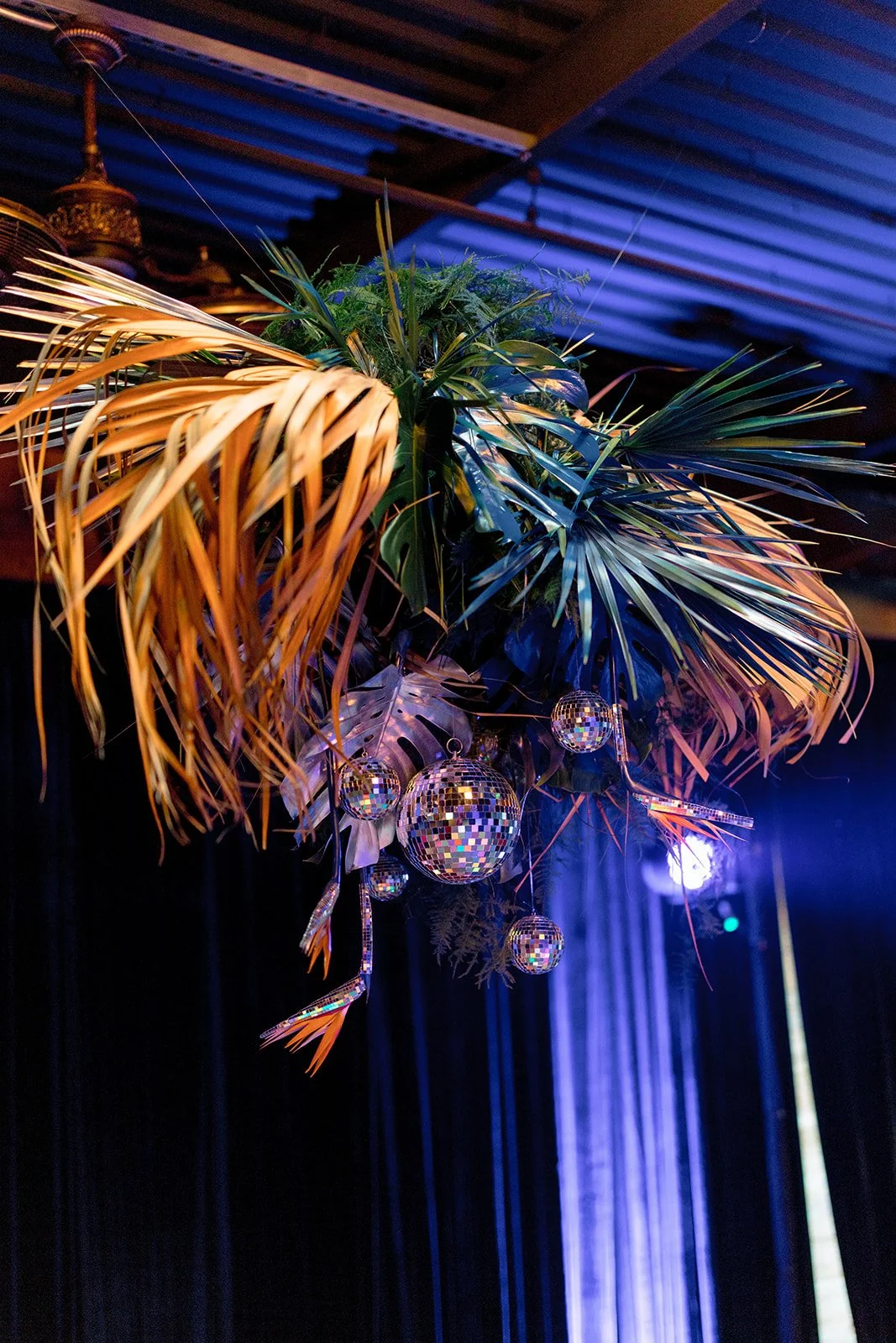 Tropical Desert Mirage and Studio 54 disco details for a truly unique dance floor installation for WIPA Houston networking event by party planners epoch co