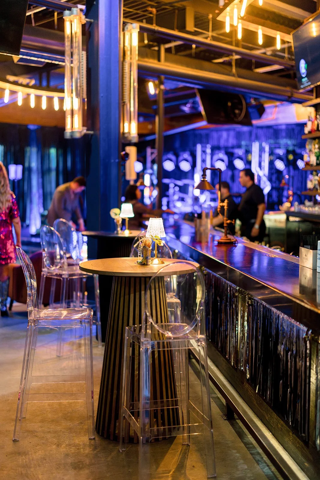 Networking event with ghost barstools at Chapman & Kirby in Houston Texas by event planners near me epoch co