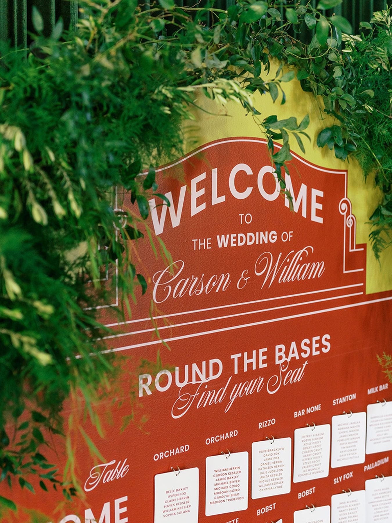 Custom Seating Chart Idea with Baseball Theme for Texas Wedding Weekend by Austin Wedding Planners Epoch Events
