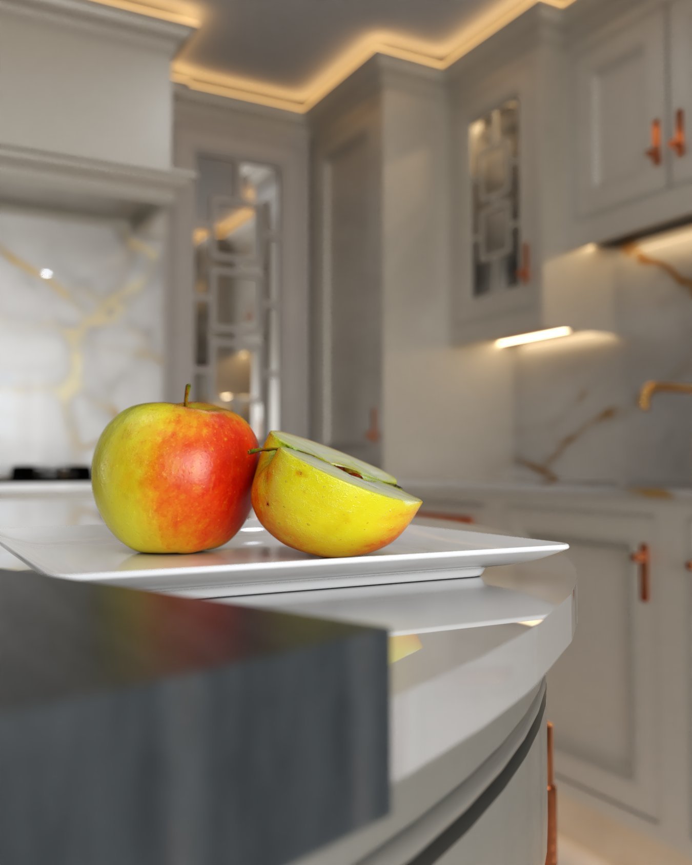 Luxury kitchen design in Ireland: Elegant and modern kitchen with high-end finishes.