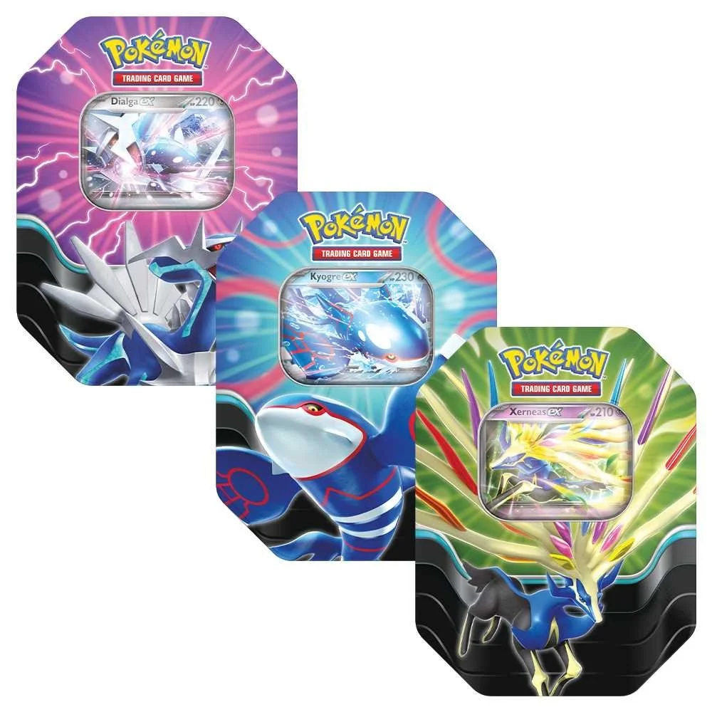 Pokémon TCG: Azure Legends Tin Set of 3 Dialga Kyogre Xerneas