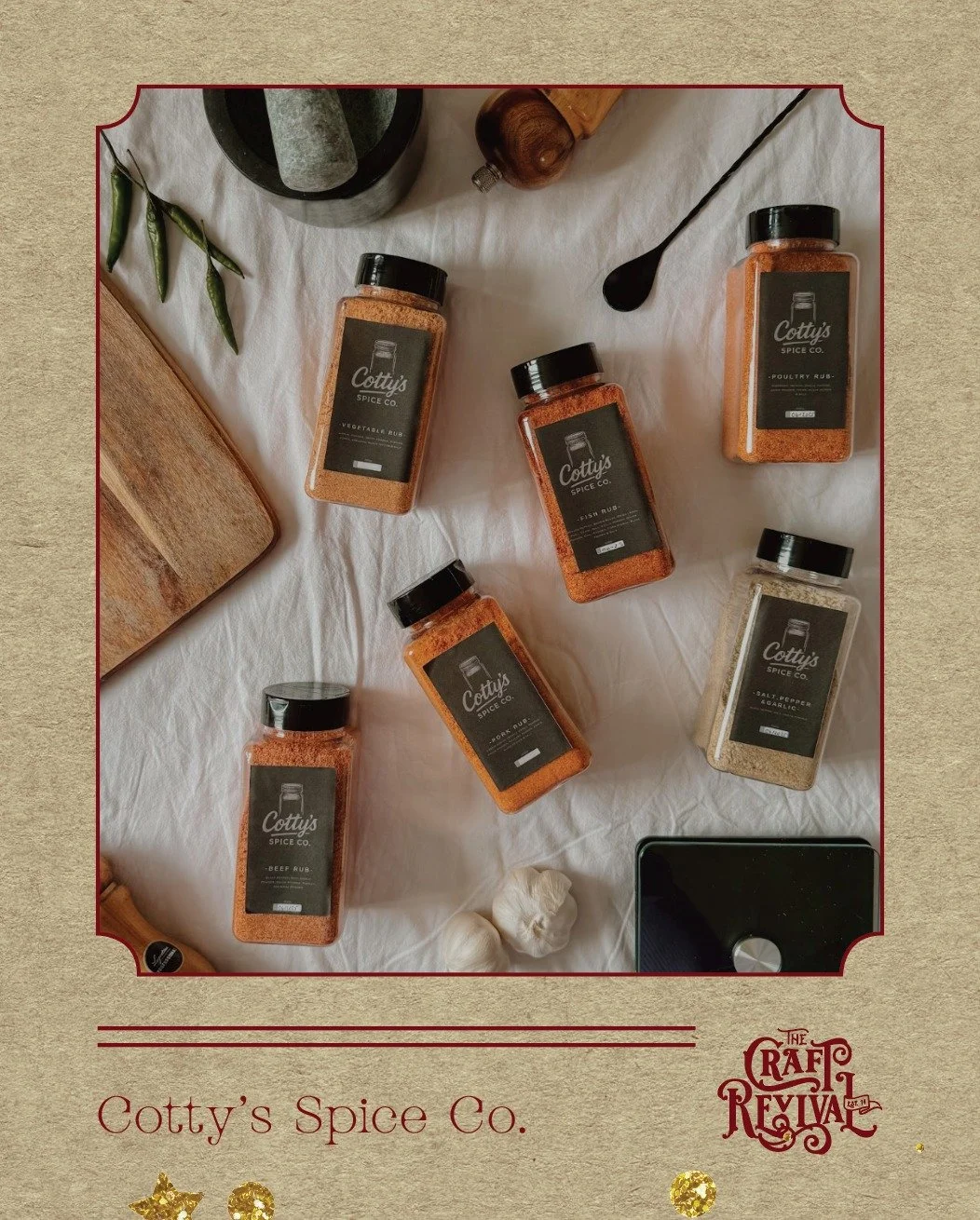 🌶️ A little spice, a lot of flavour, and something tasty for every kitchen! 🌶️

Turn up the flavour with @cottyspiceco at the Holiday 2026 Craft Revival!

Cotty's Spice Co. is a local small business creating bold, handcrafted spice blends inspired 