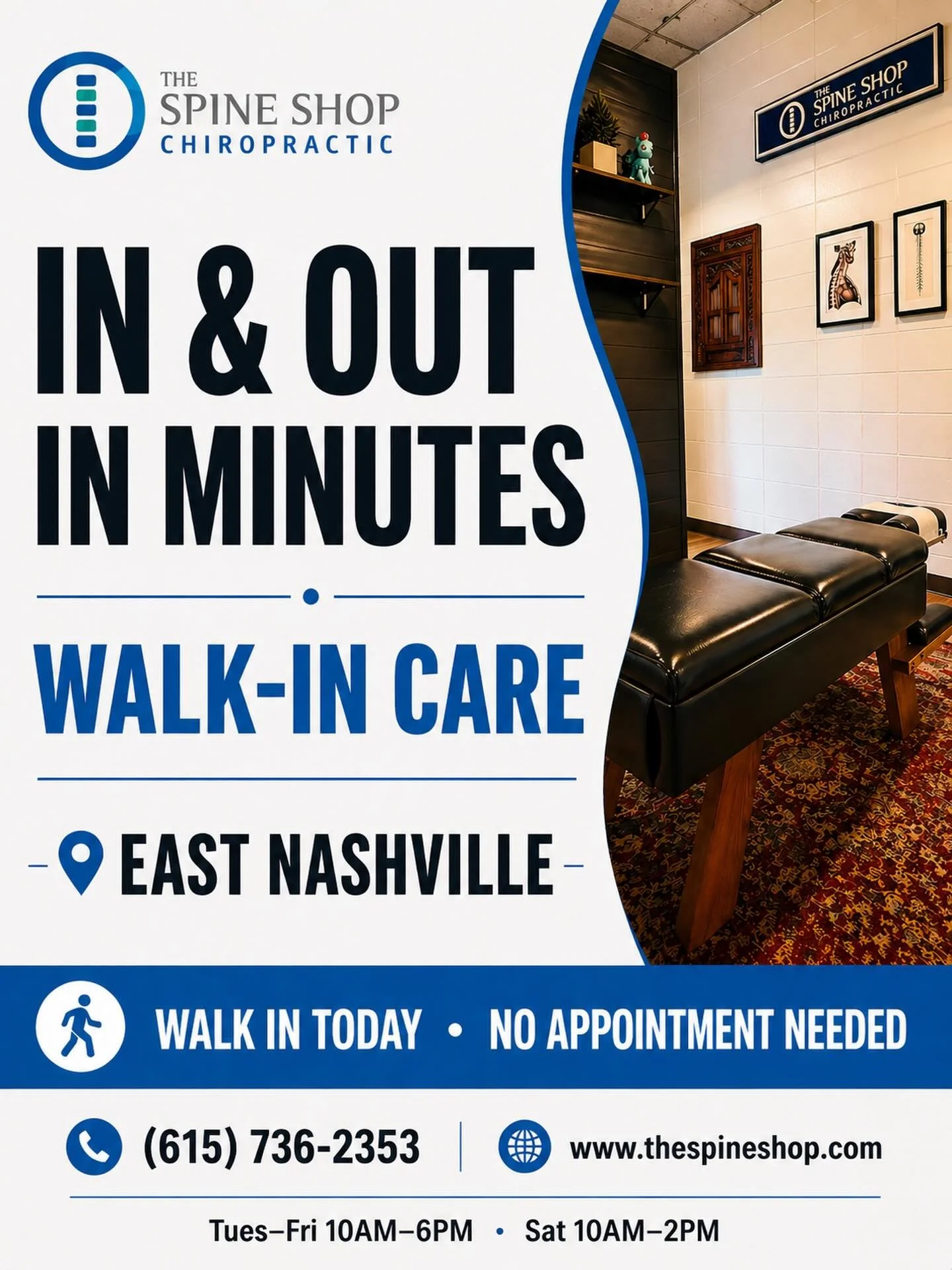Walk-In Wellness Care in East Nashville
 
Looking for a simpler way to stay consistent with wellness? The Spine Shop Chiropractic offers walk-in care in East Nashville, so you can stop in without adding another appointment to your week. Convenient, l