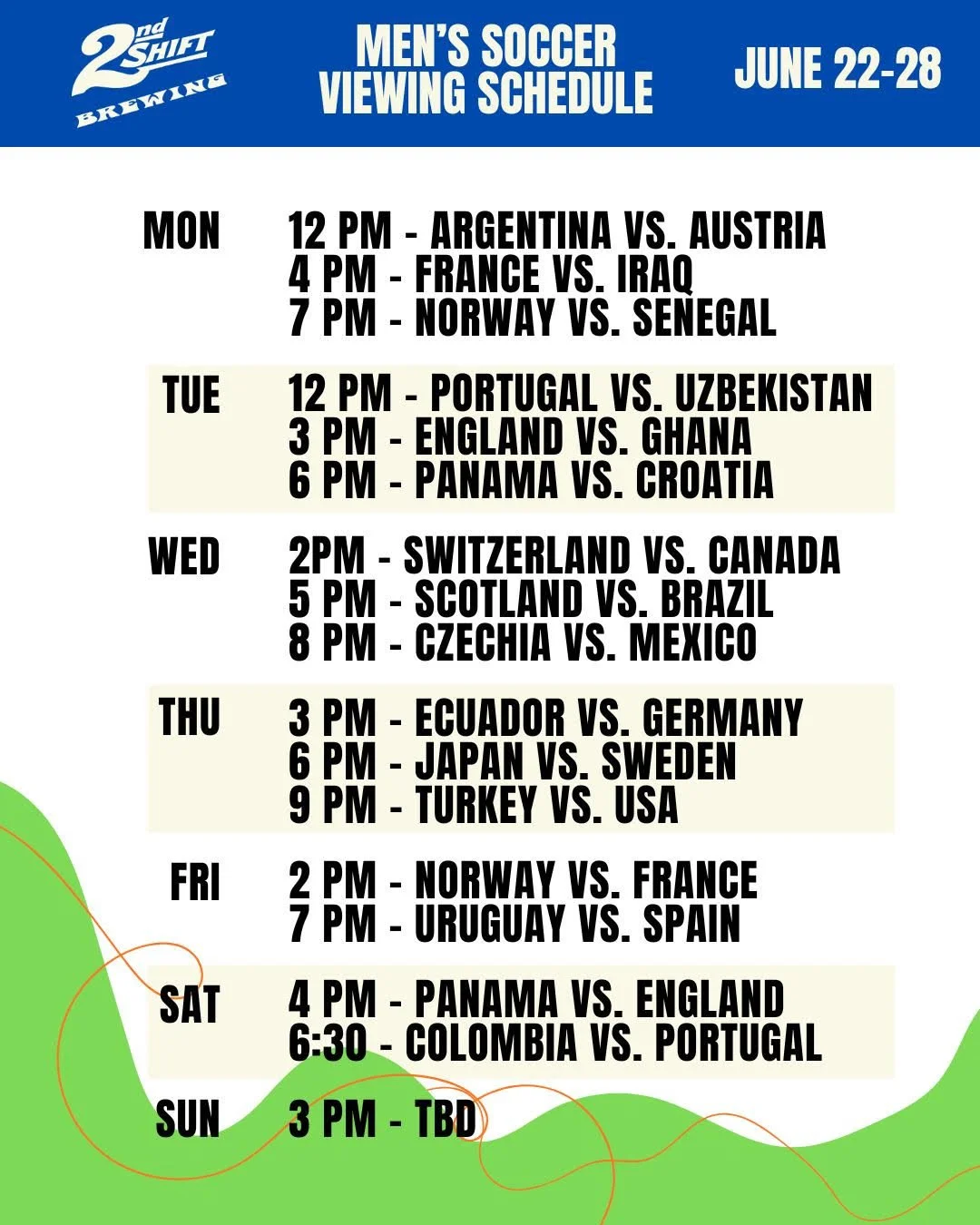World Cup Watch Schedule!