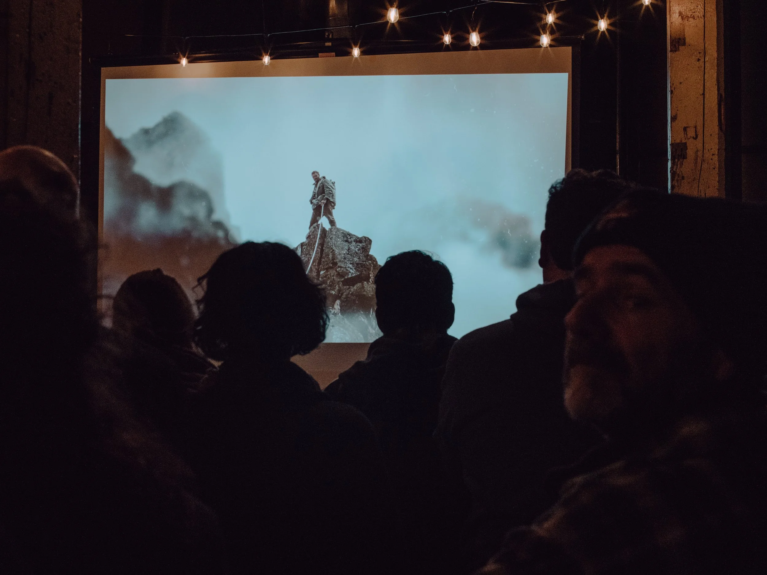 Film showing at Island City Brewing Company in February 2020. Photo by Nathaniel Nelson.