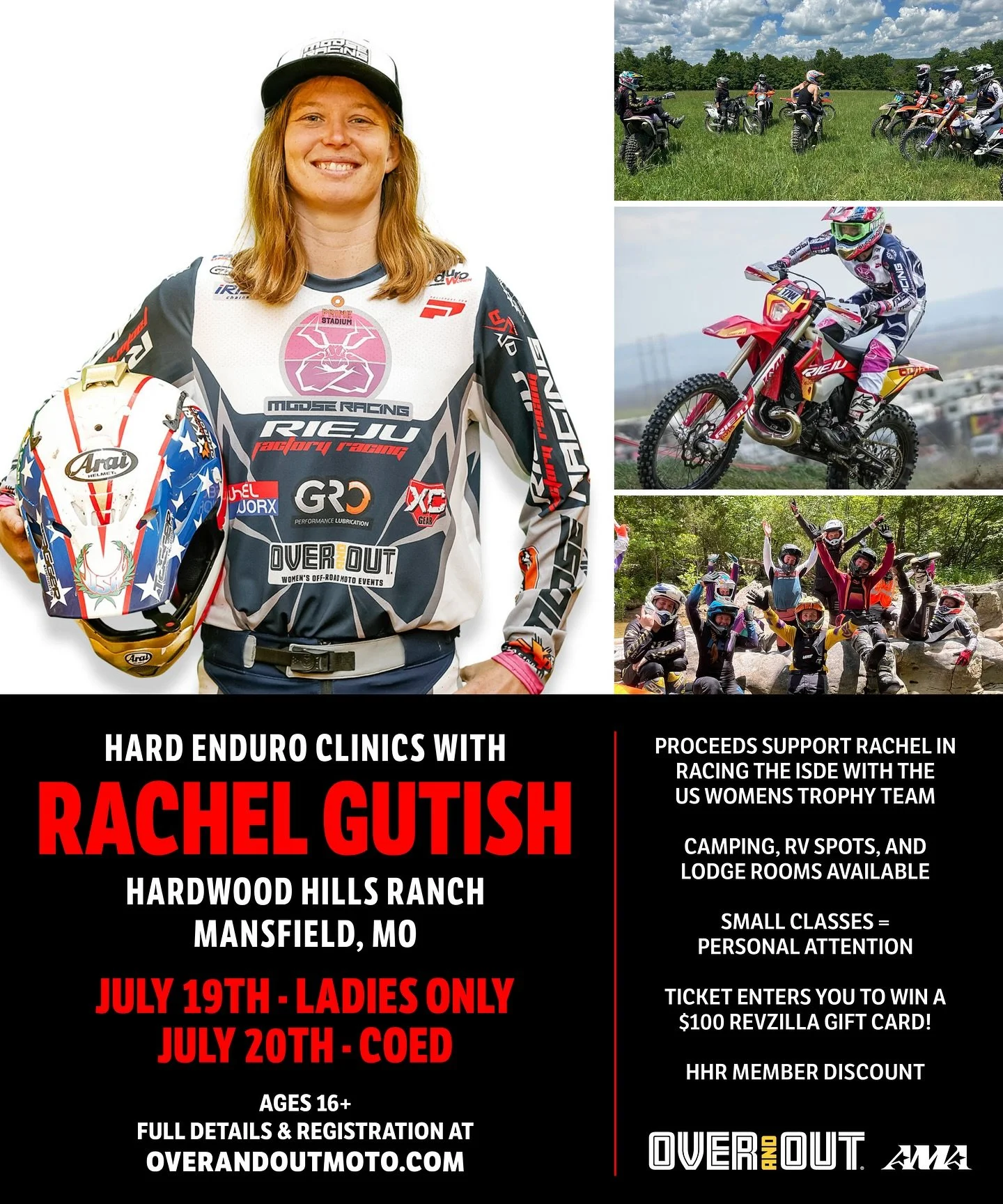 Last chance to register! Gals and guys, go ride with elite pro rider @rachel_gutfish at the ultimate enduro haven @hardwoodhillsranch this weekend! 

&bull; Get access to this private members-only property for these clinics with Rachel
&bull; All lev
