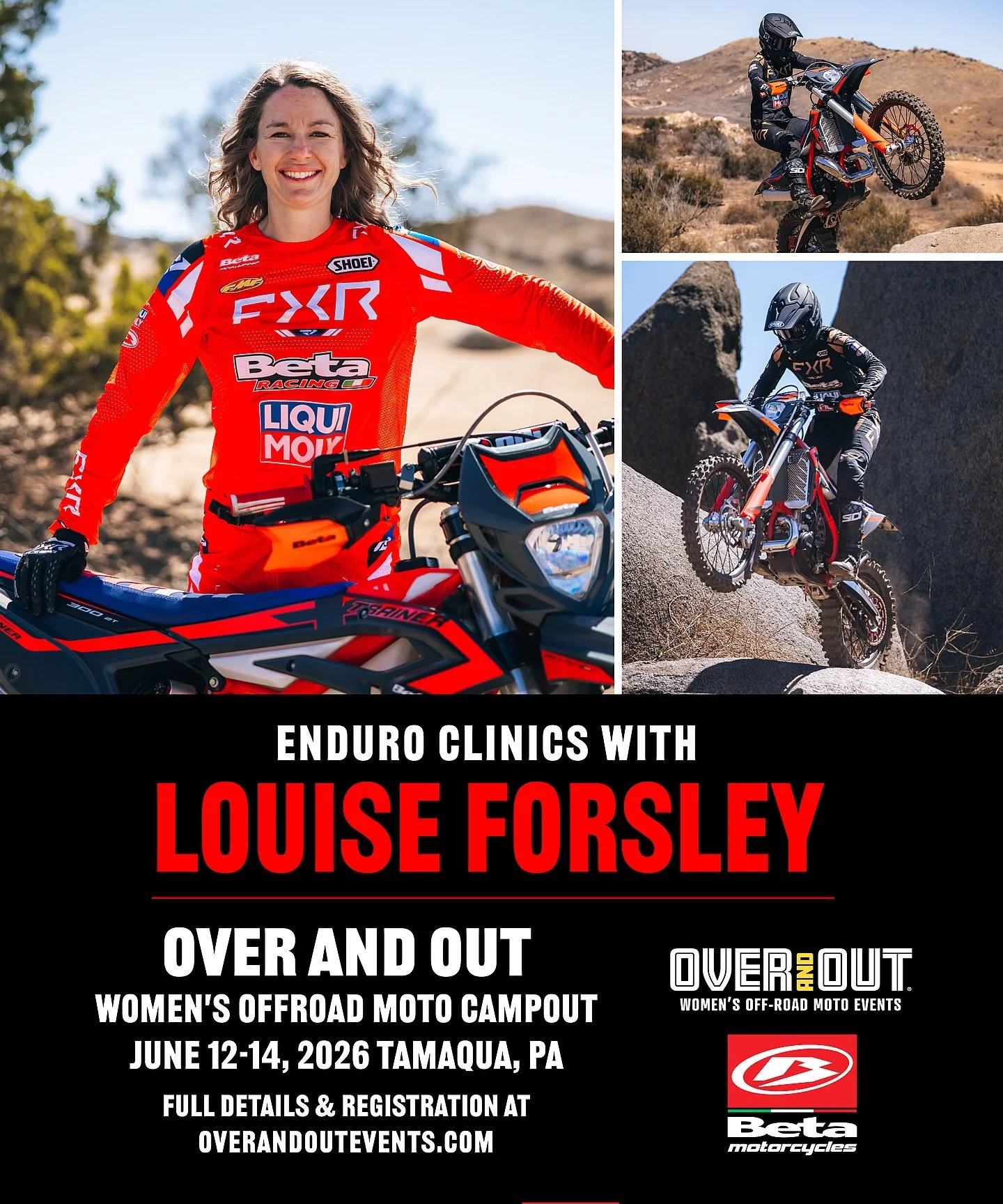 Get stoked ladies, because @betausa is sending pro rider @louiseforsley77 to ride at Over And Out this summer! 🤘❤️&zwj;🔥

Louise is one of the fiercest competitors in hard enduro, trials and EnduroCross - known for her skill, precision and techniqu