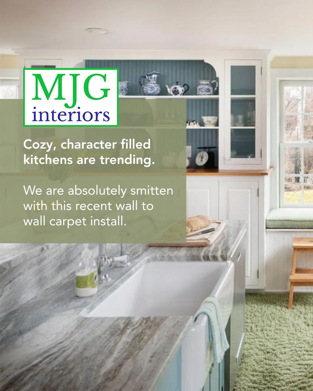 Now booking into mud season! 🙌 Swipe through to learn more about custom wall-to-wall carpet for your own kitchen remodel.