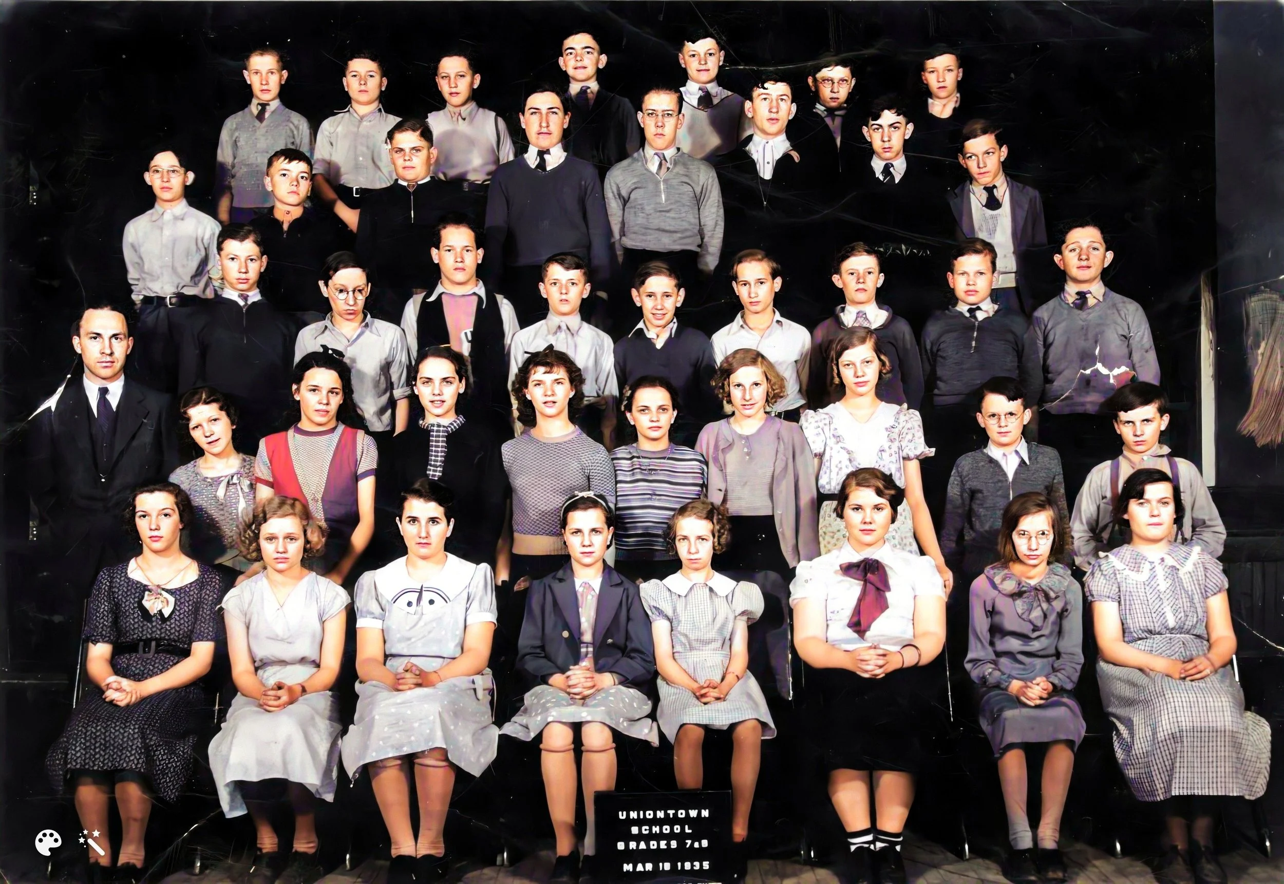 Kiser, Betty-1935_03_12, Grade 7, Uniontown (first row, 4th from left)