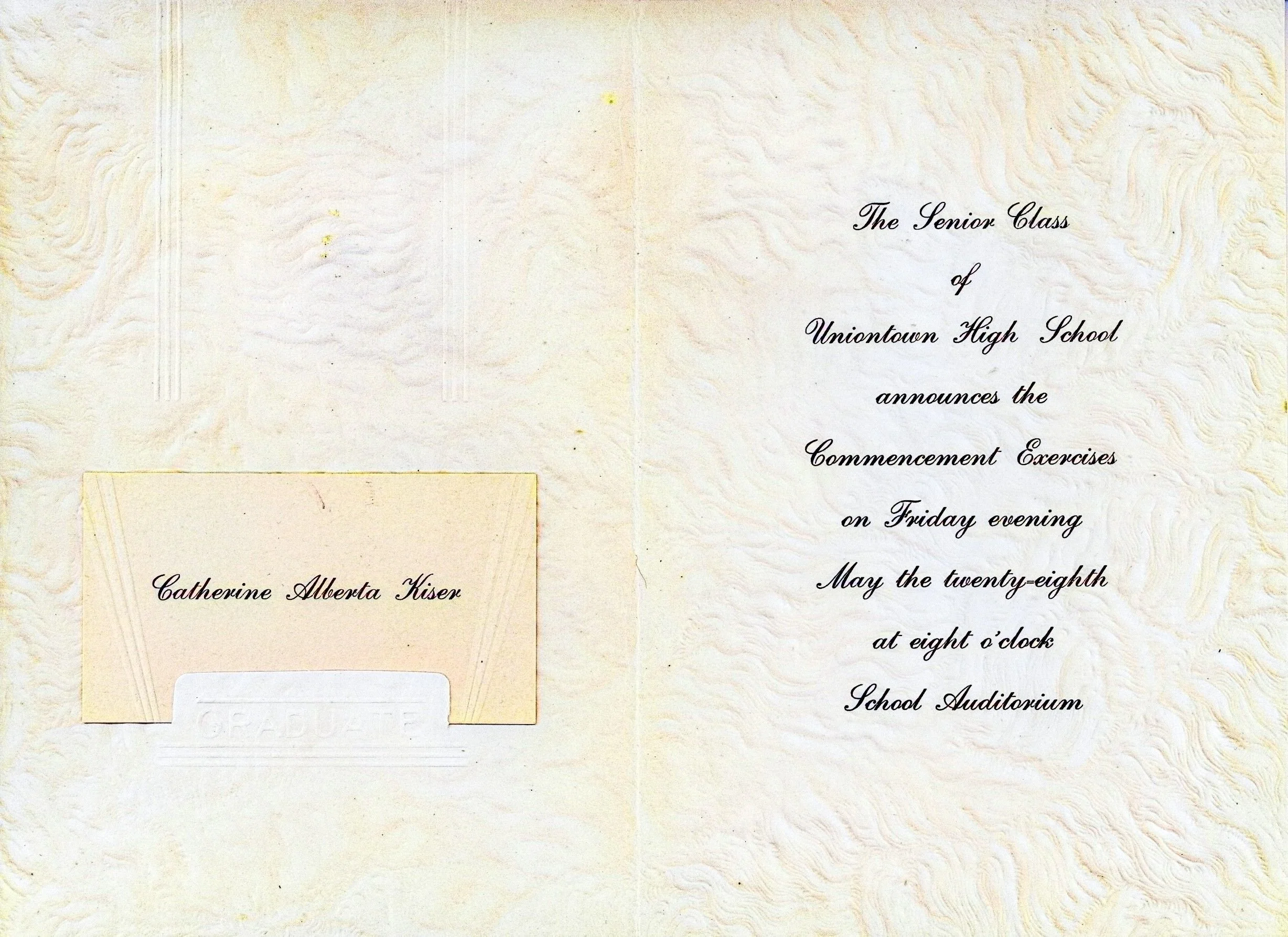 Kiser, Kate-1943 Graduation Announcement