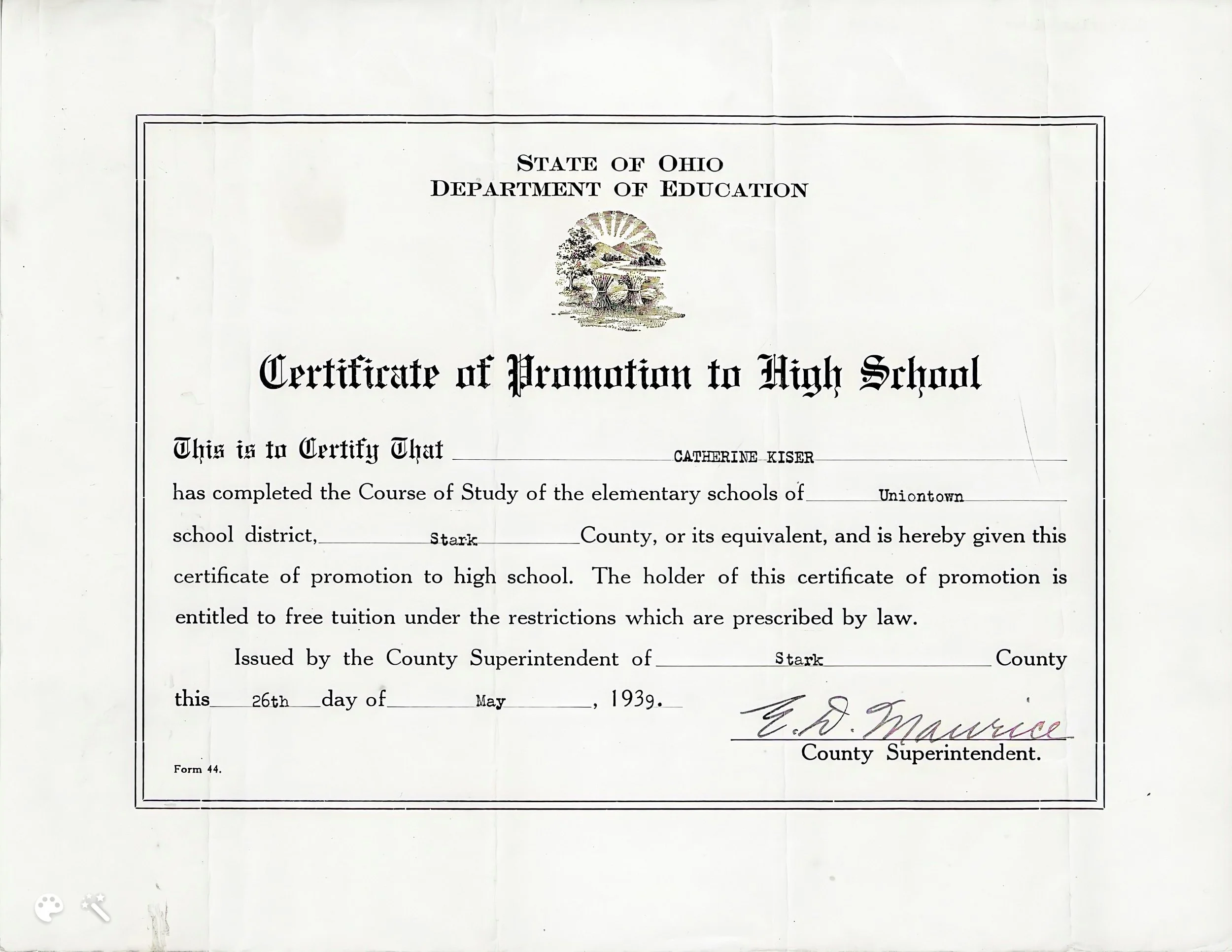 KiserCatherine-1939 Promotion to HS-Enhanced-Colorized.jpg