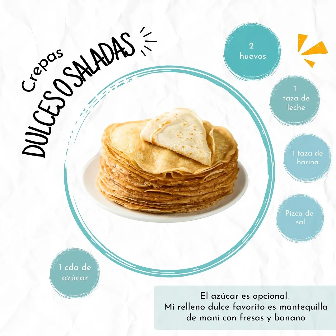 ✨ Hoy les comparto una receta de crepas s&uacute;per f&aacute;cil para preparar con los chicos ❣️

Para prepararlas solo mezclamos los ingredientes hasta lograr mezcla homog&eacute;nea y las cocinamos en la sart&eacute;n ➡️ el secreto est&aacute; en 