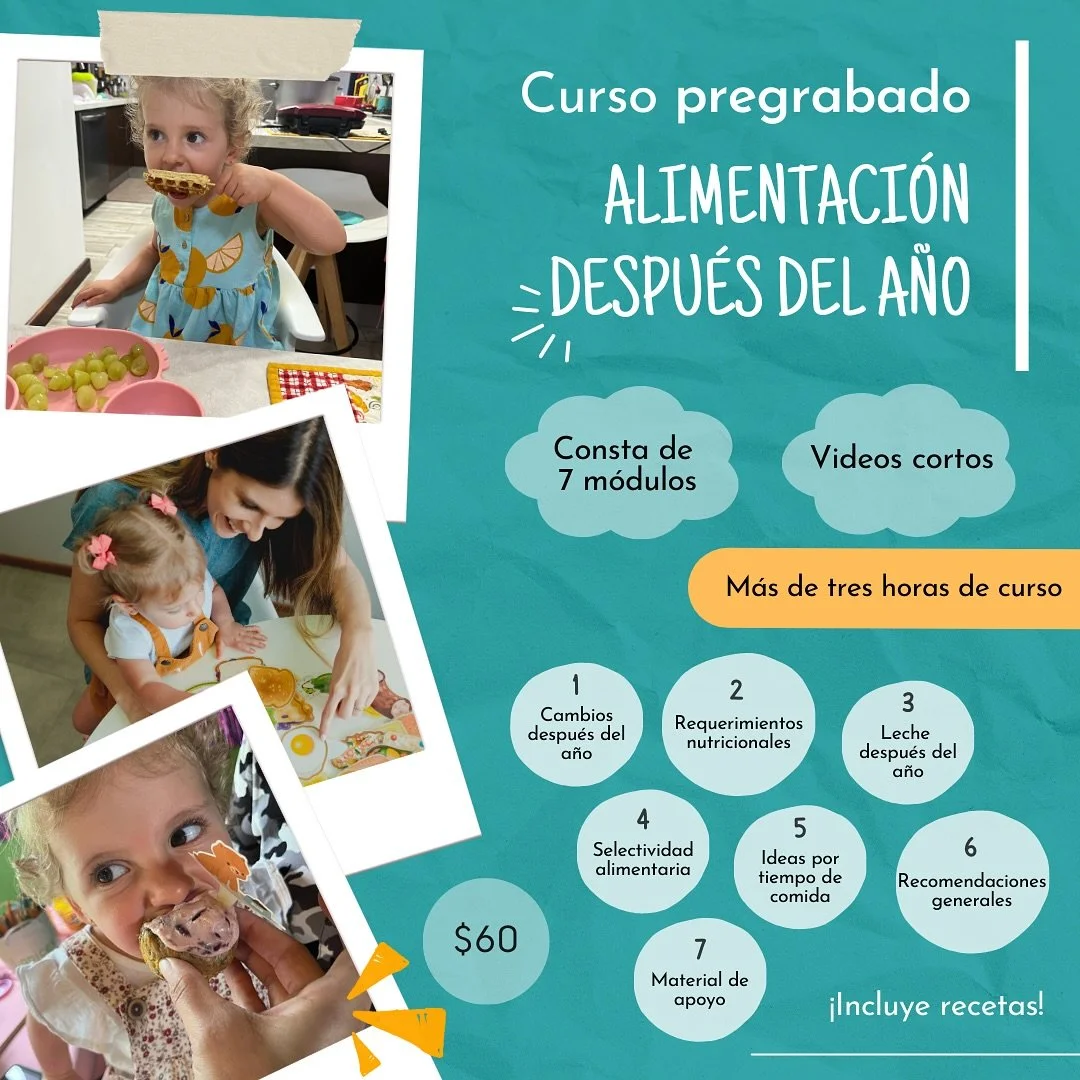 🎉 &iexcl;Nuevo curso ➡️ Alimentaci&oacute;n despu&eacute;s del a&ntilde;o de edad! 

&iexcl;Si tu peque est&aacute; por cumplir un a&ntilde;o o tiene entre 1 y 4 a&ntilde;os, y quieren aprender sobre su alimentaci&oacute;n en esta etapa, este curso 