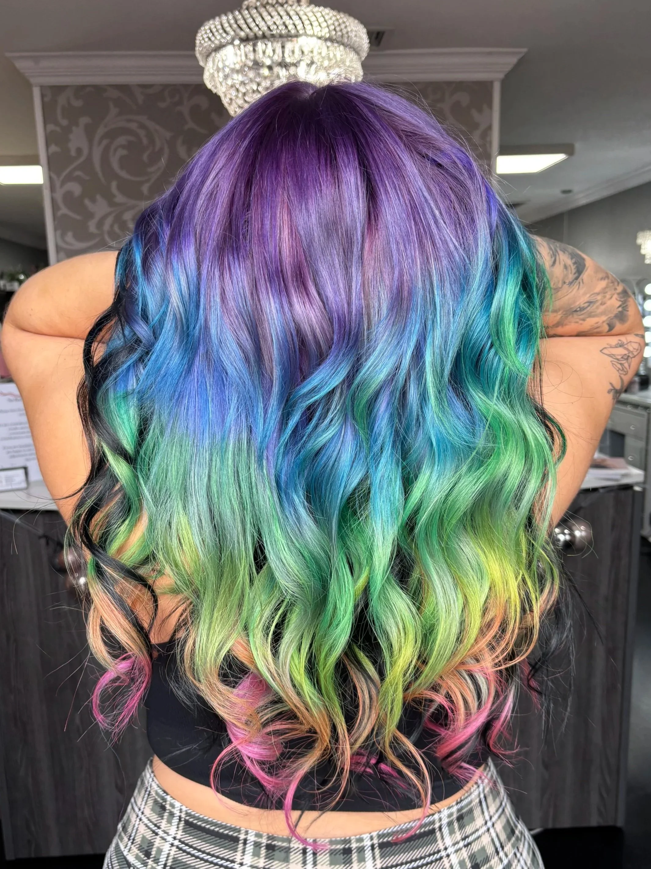 Soft blonde balayage, Styles in Hollywood waves.