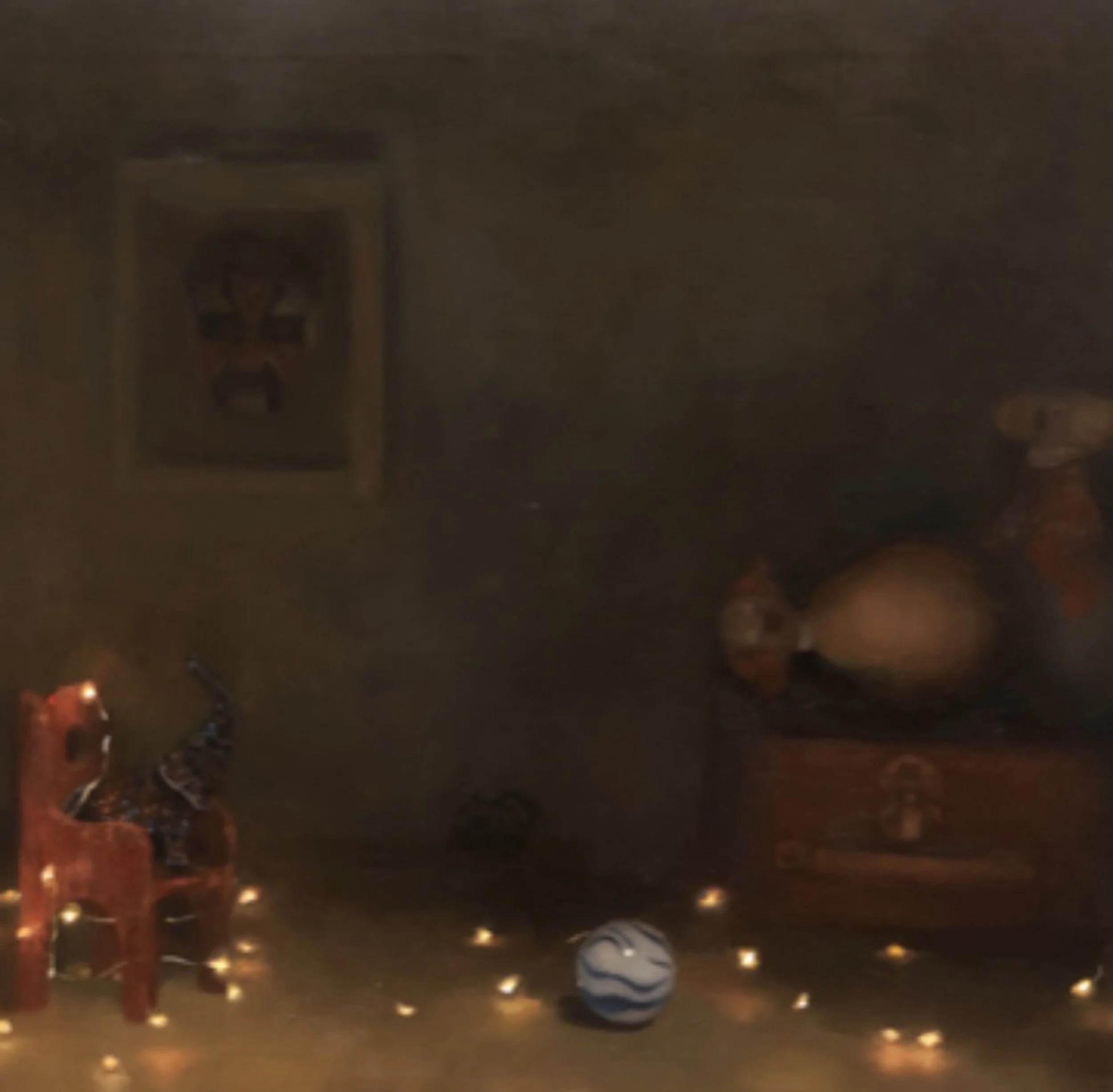 Fairy lights in the dark, oil on canvas, 50 × 46 cm