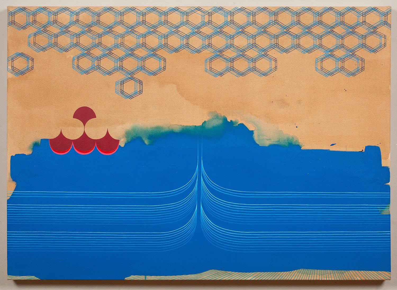 Year Without Winter, 2015, acrylic on hand-dyed canvas, 48 x 34 inches